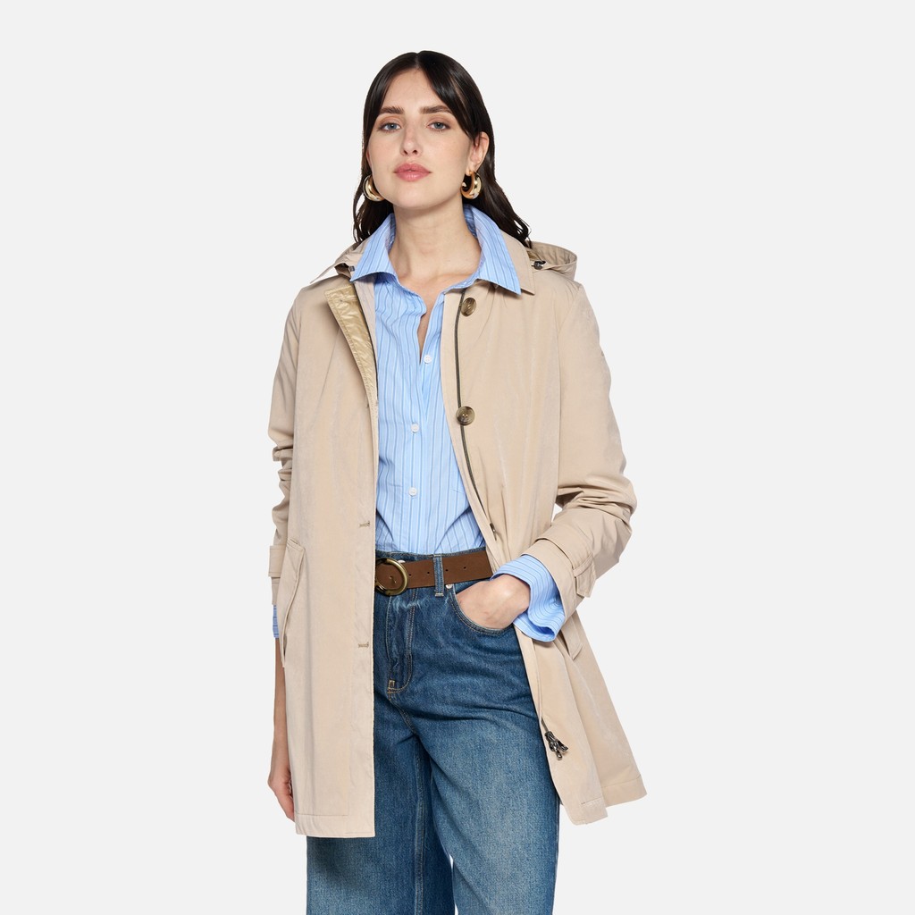 Beige Women's Coat Geox Claudin - Women's