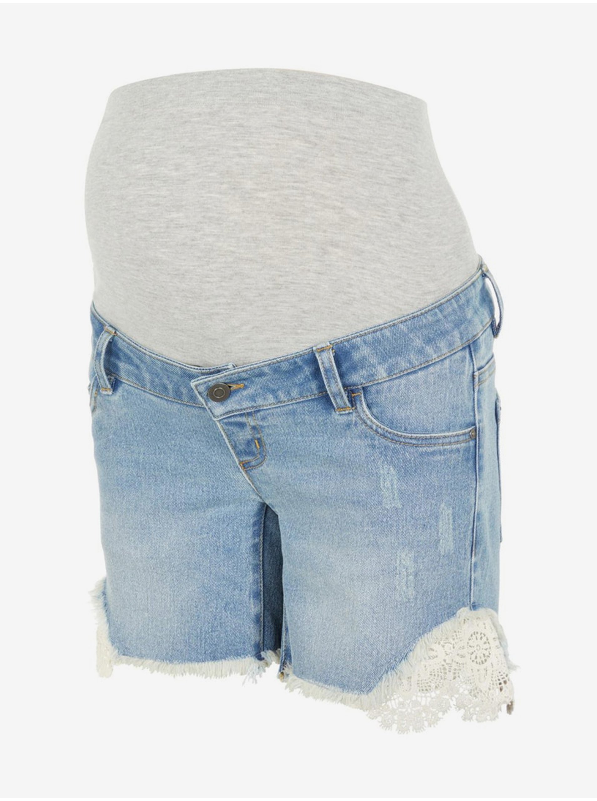 Blue Maternity Denim Shorts with Lace Mama.licious - Women