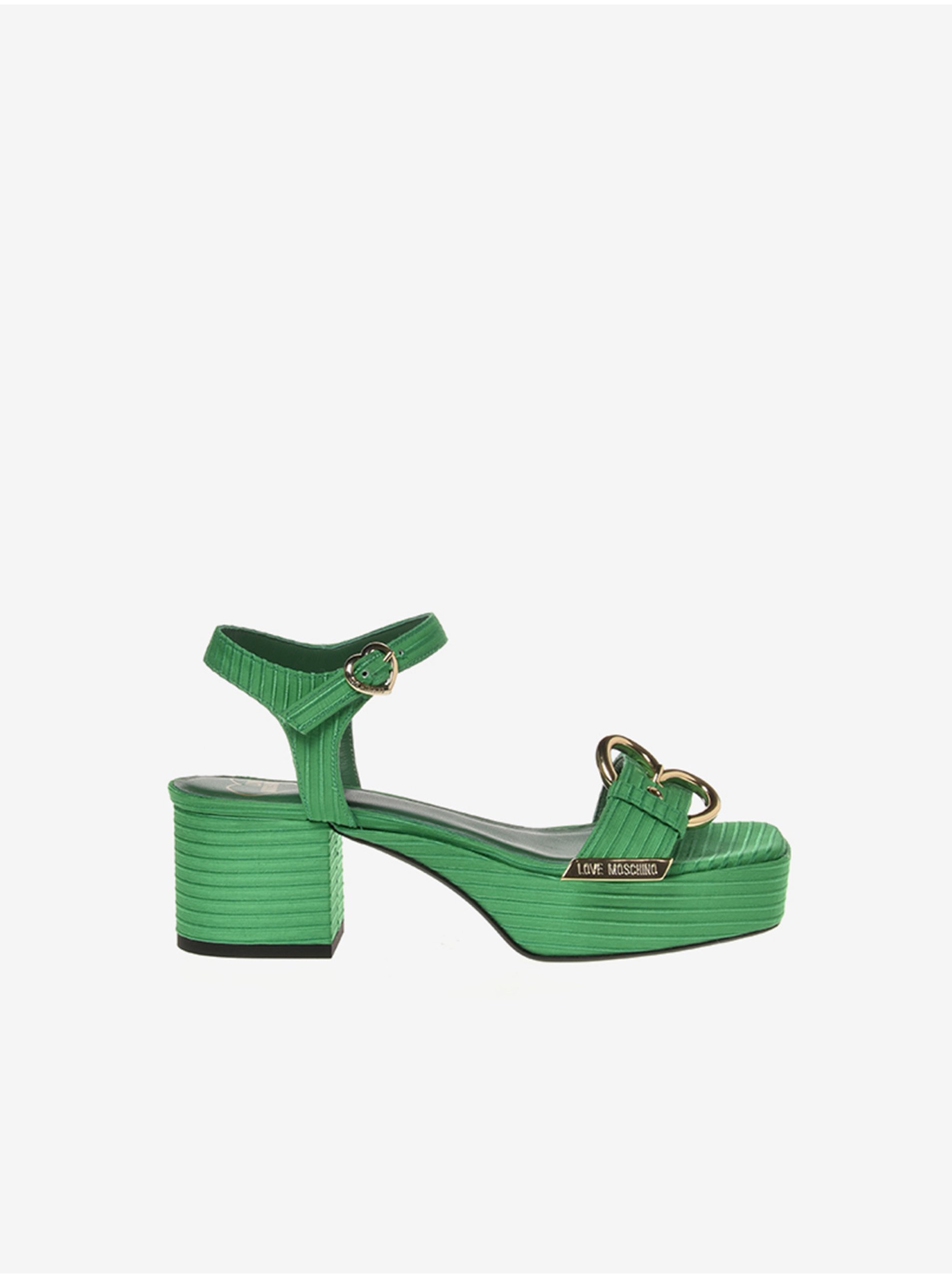 Levně Zelené dámské sandály Love Moschino - Dámské