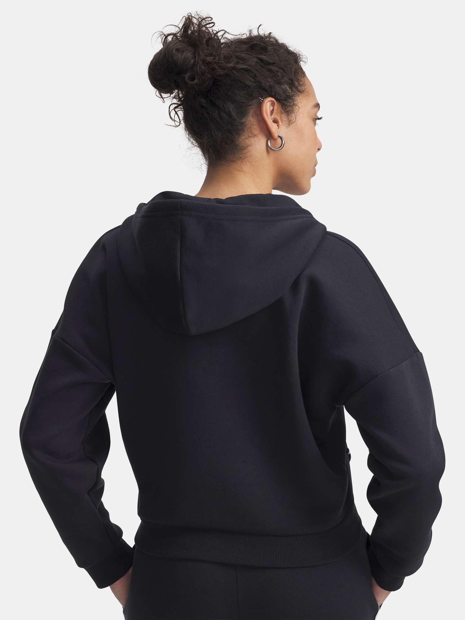 Under Armour Rival Flc Piped HZ Hoodie-BLK - Ladies