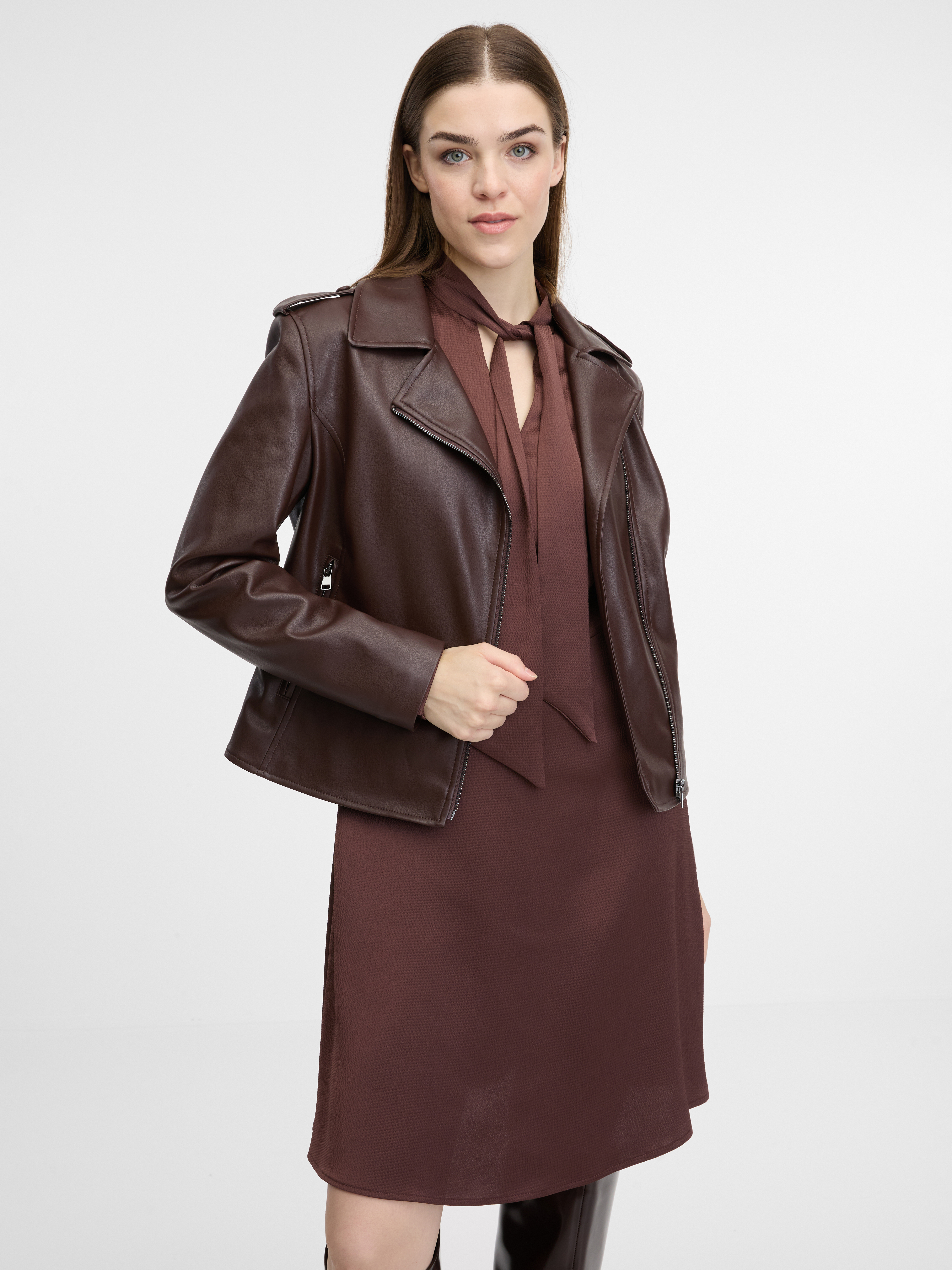 Brown women's faux leather jacket ORSAY - Women's