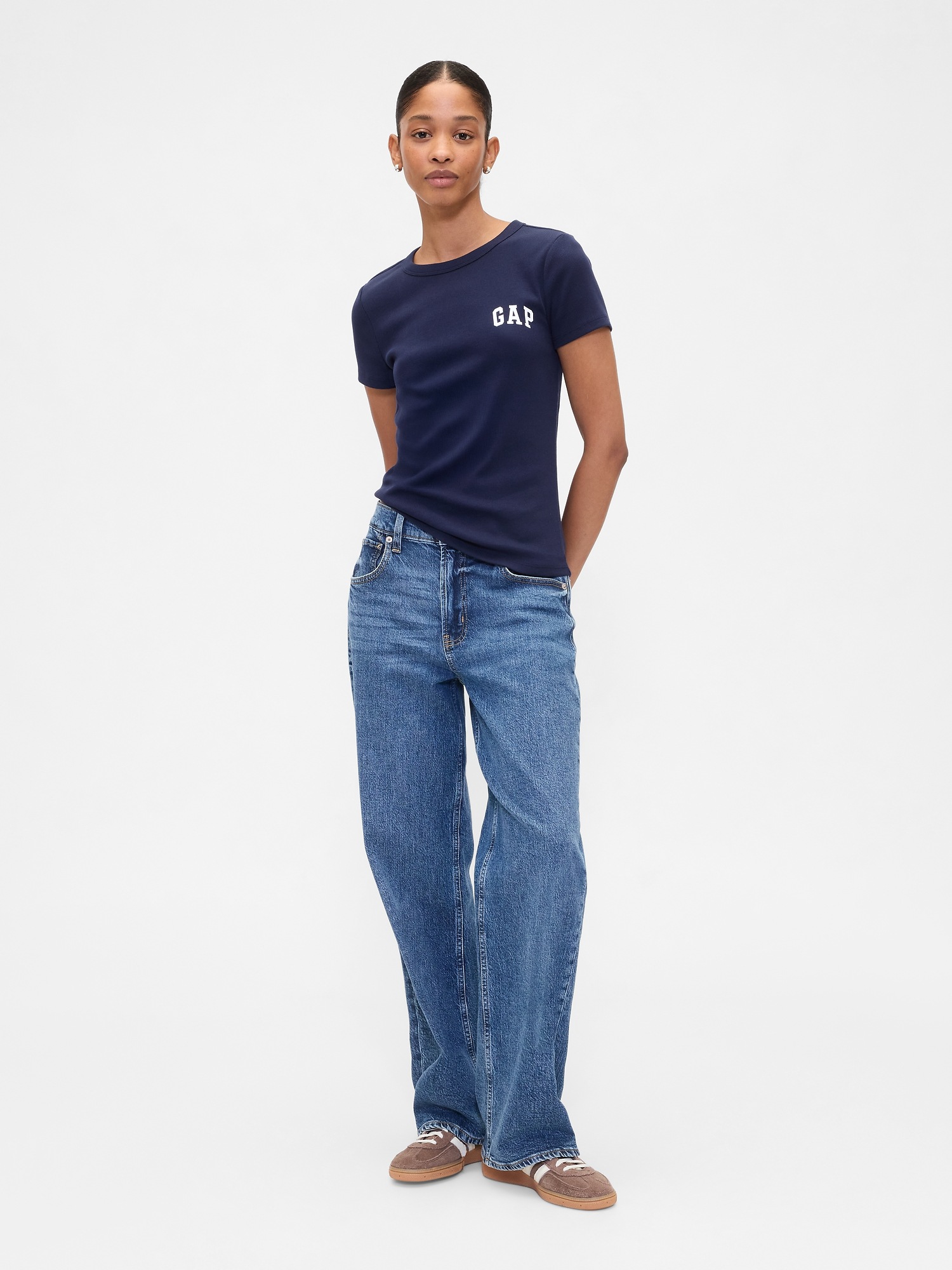 GAP Ribbed T-Shirt with Logo - Women's