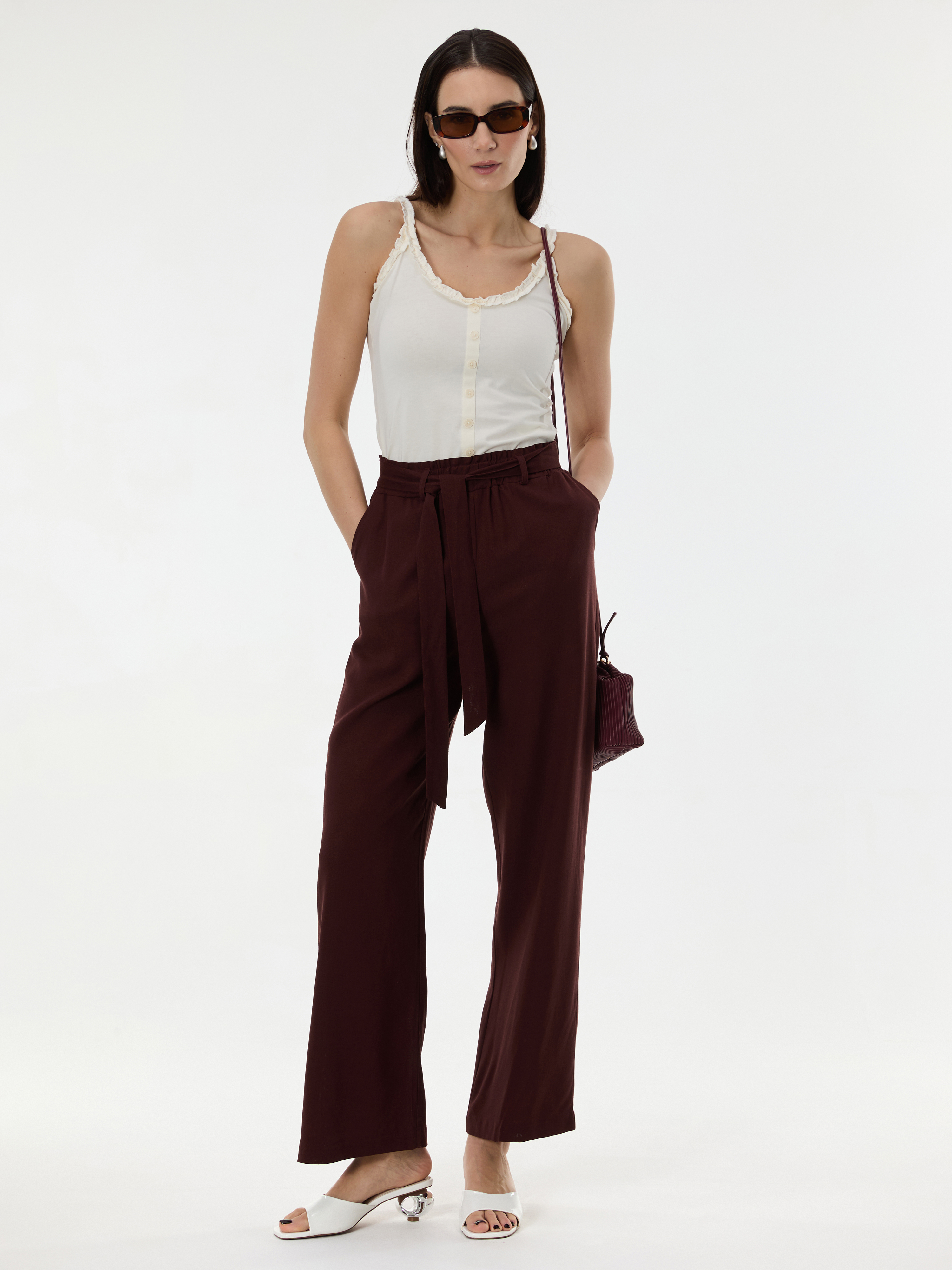 Тъмнокафяви дамски широки панталони ORSAY