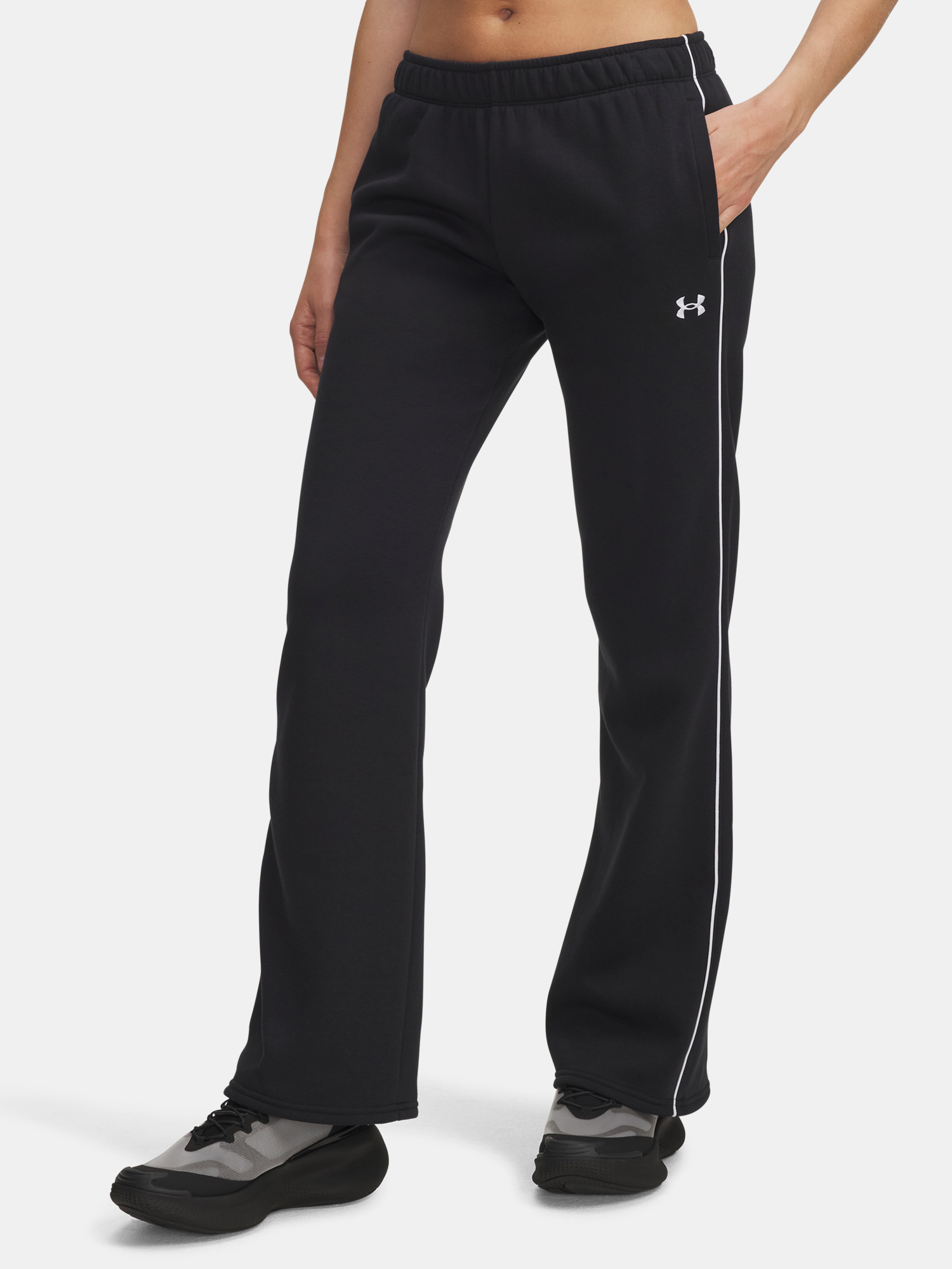 Under Armour UA Rival Flc Piped Pant-BLK Women's Sports Trousers - Ladies