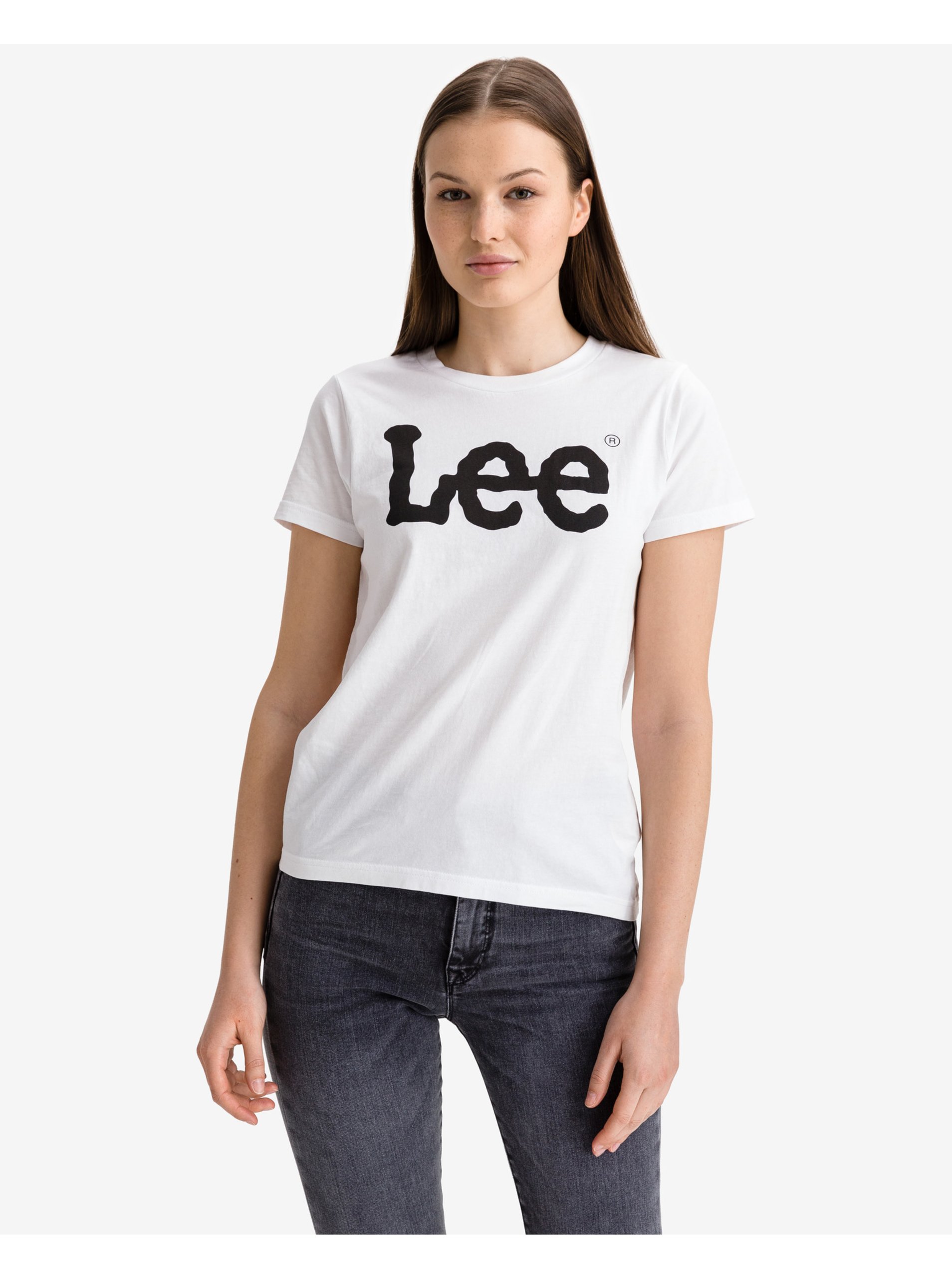 Levně Bílé dámské tričko Lee - Dámské