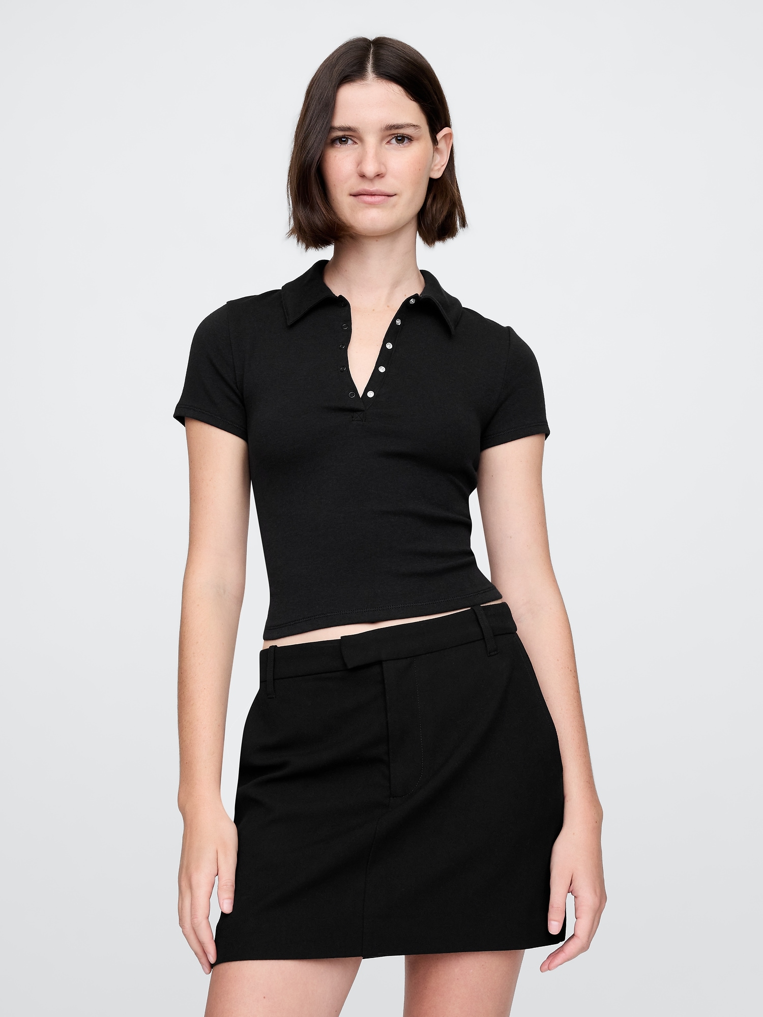 GAP Žebrované crop polo tričko - Dámské