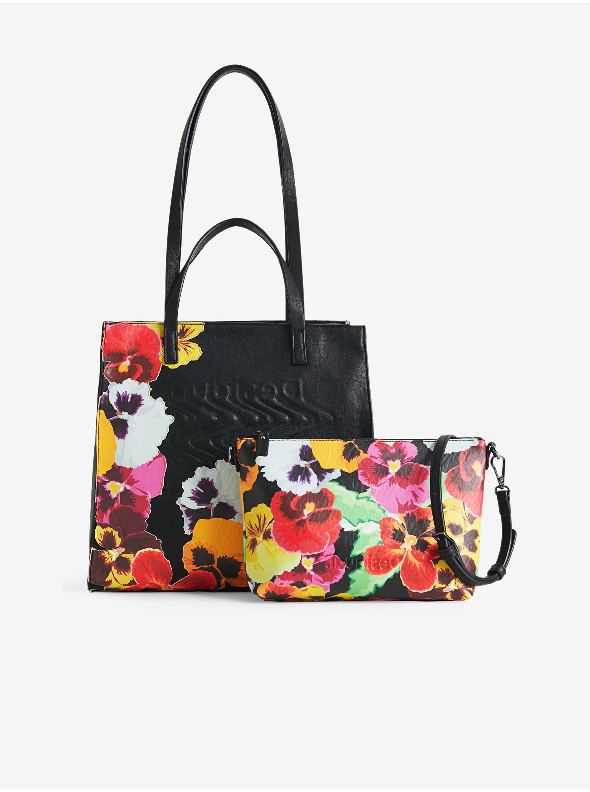 Black Women's Flowered Handbag 2in1 Desigual Mika Merlo V - Ladies
