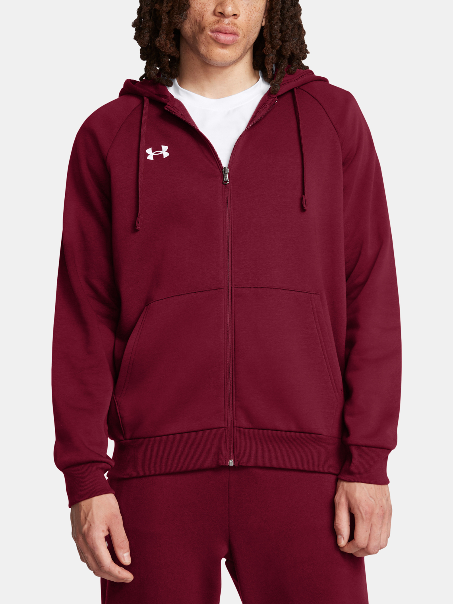 Men's Sweatshirt Under Armour UA Rival Fleece FZ Hoodie-RED - Men's