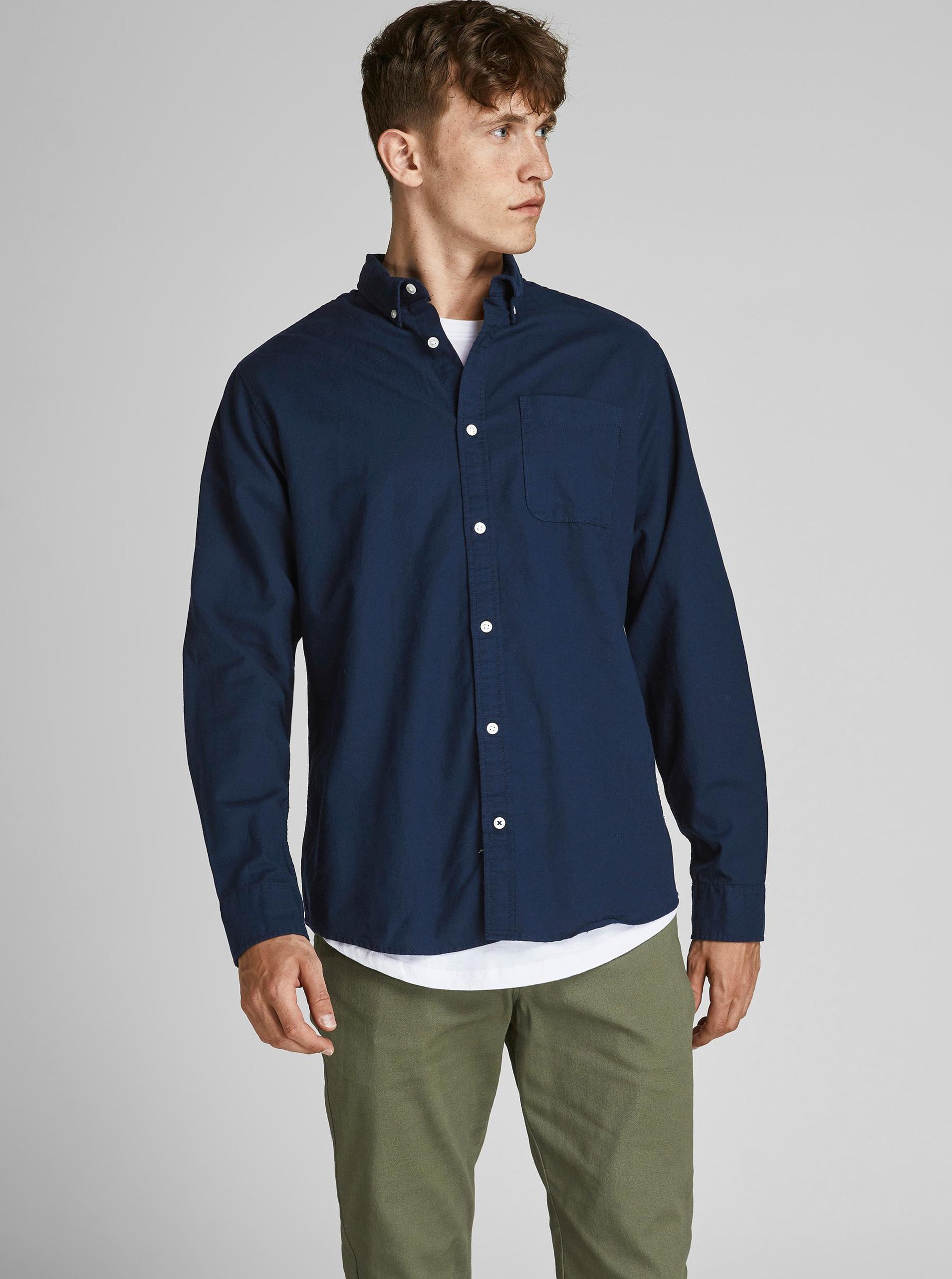 Dark Blue Shirt Jack & Jones Oxford - Men