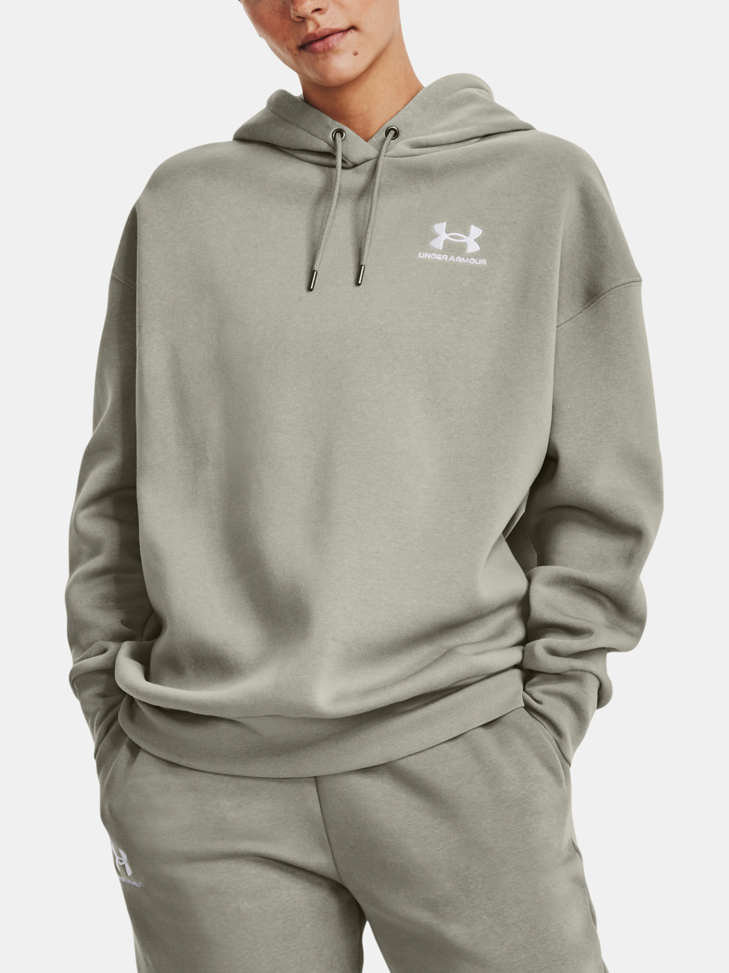 Under Armour Sweatshirt Essential Flc OS Hoodie-GRN - Women