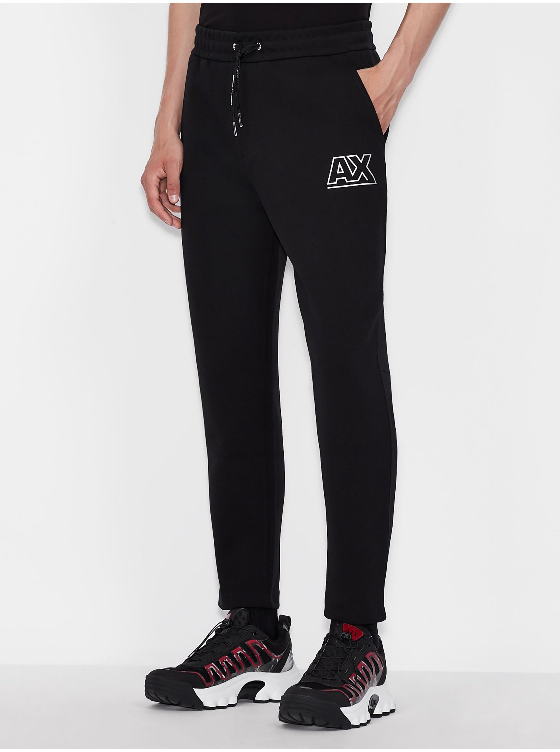 Black Men's Sweatpants with Armani Exchange Print - Men's