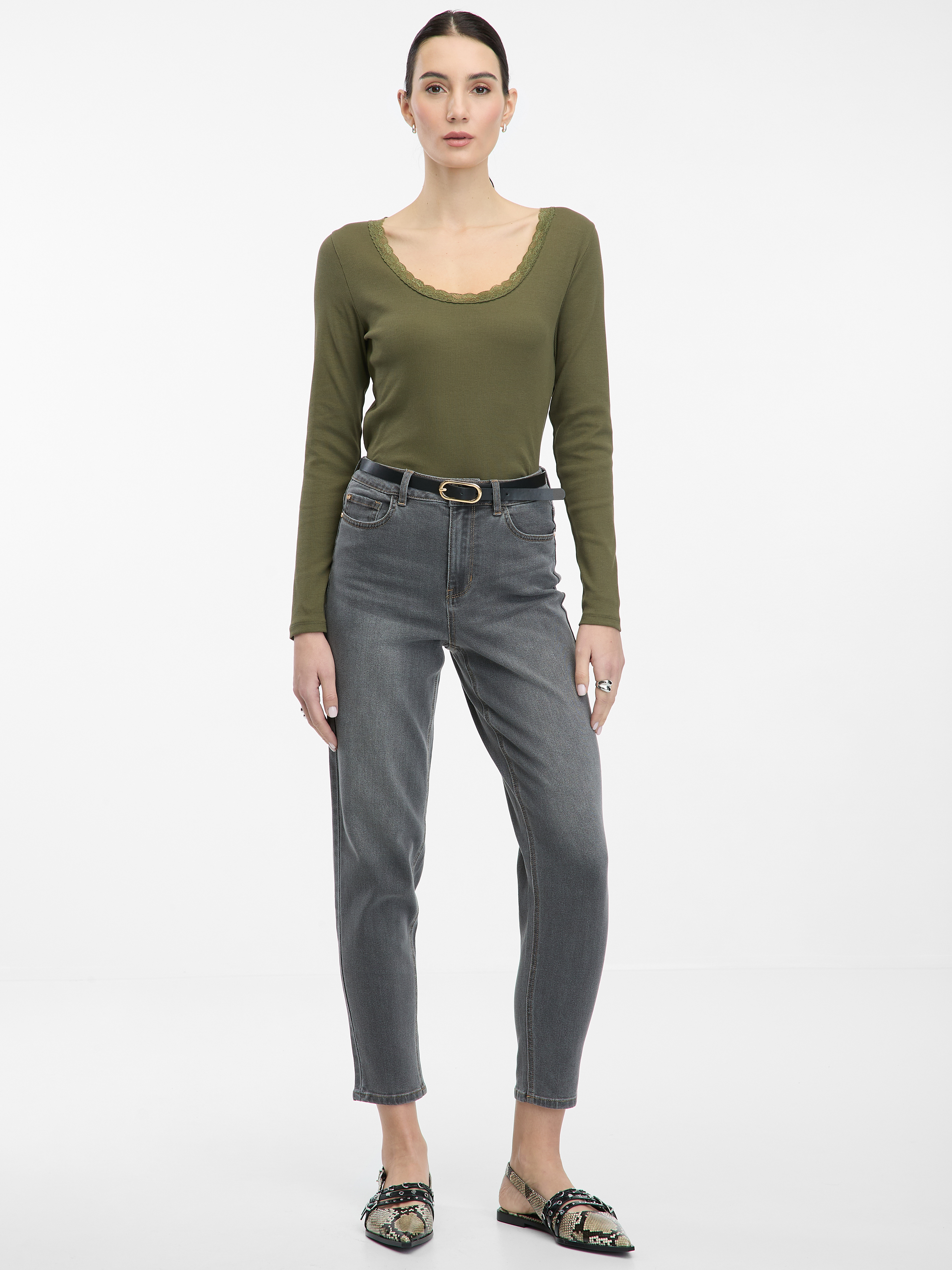 Women's Long Sleeve Khaki T-Shirt ORSAY - Women's