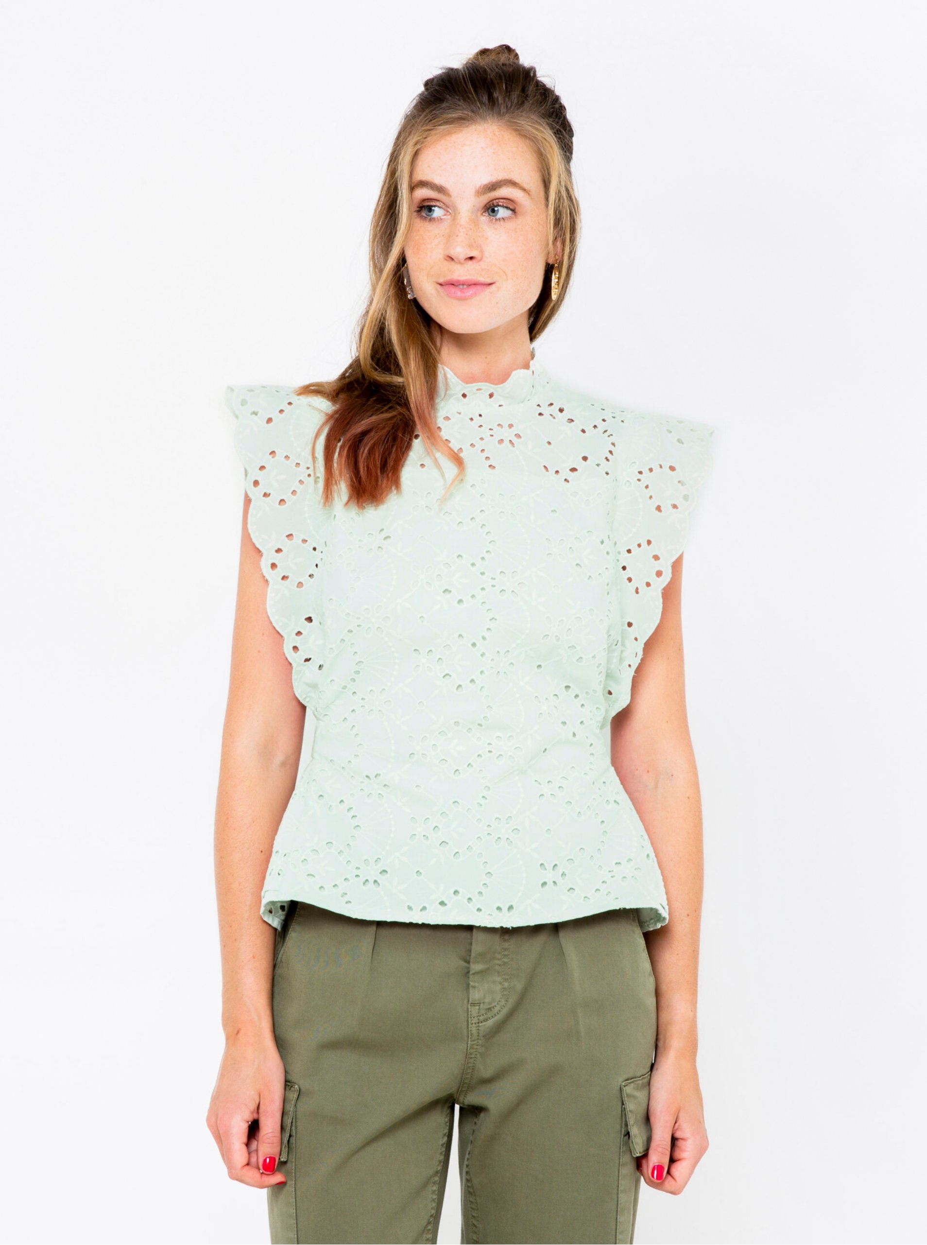 Menthol blouse with madeira CAMAIEU - Ladies