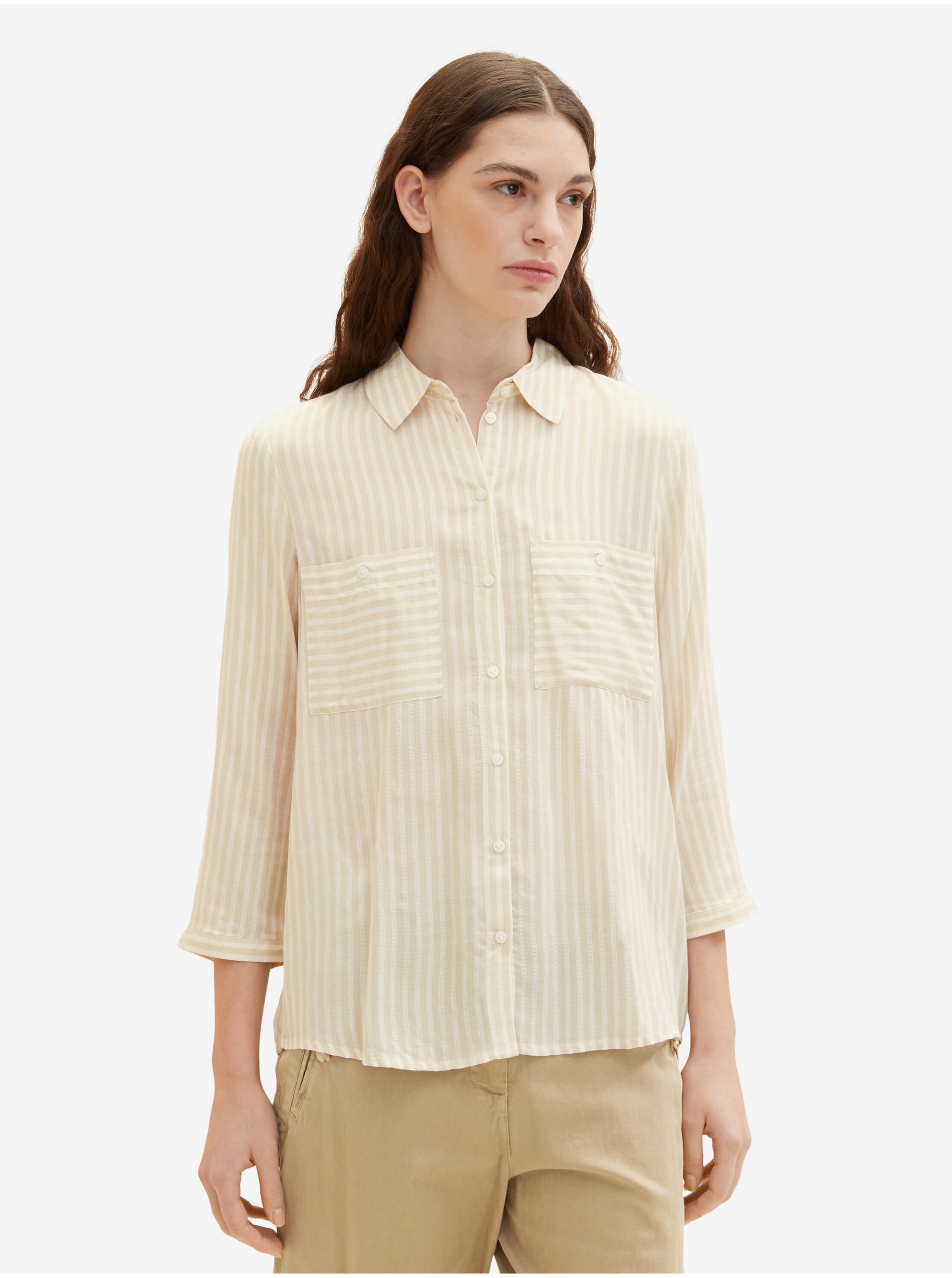 Beige Ladies Striped Shirt Tom Tailor - Women