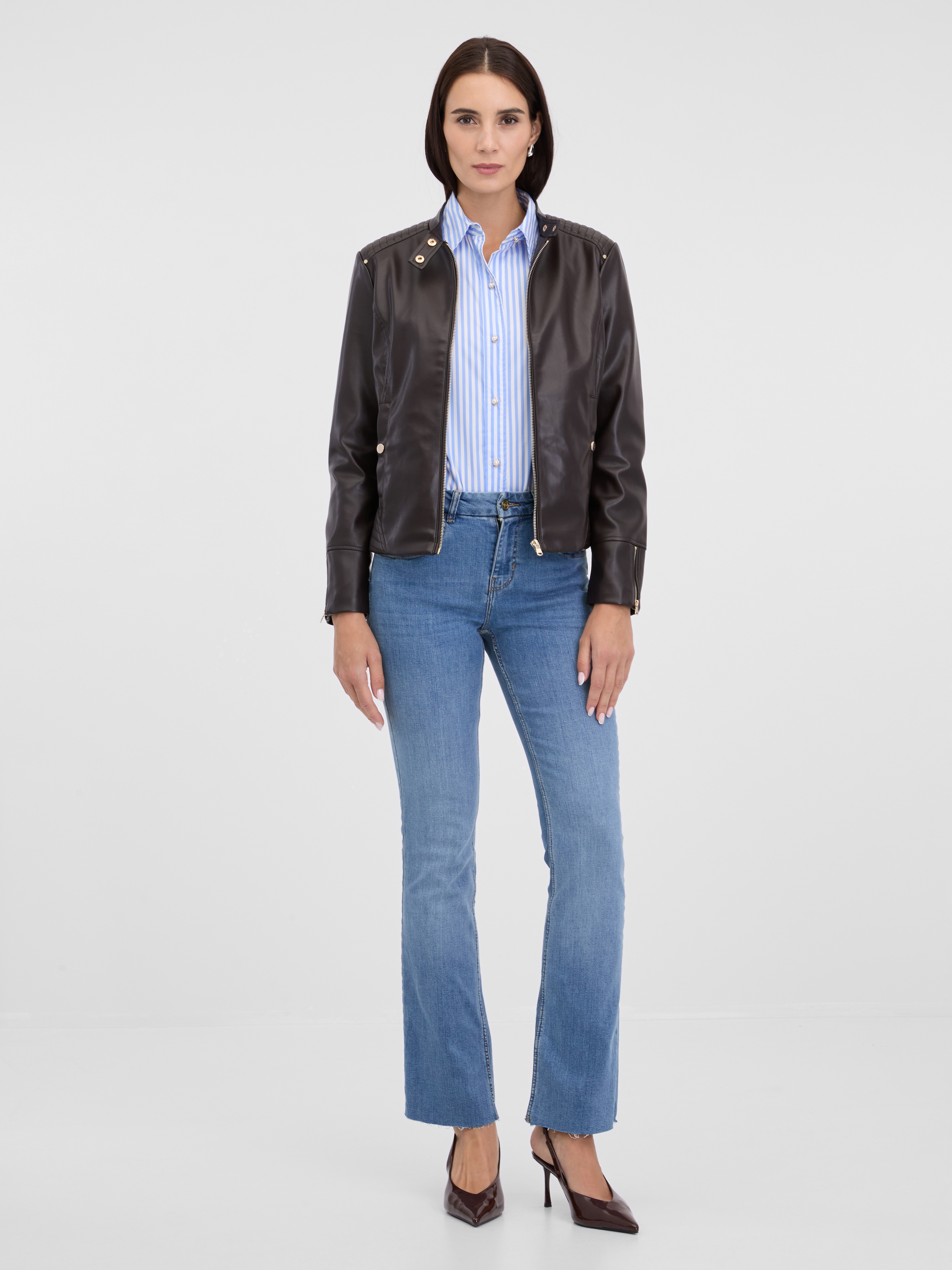 Dark brown women's faux leather jacket ORSAY - Women's