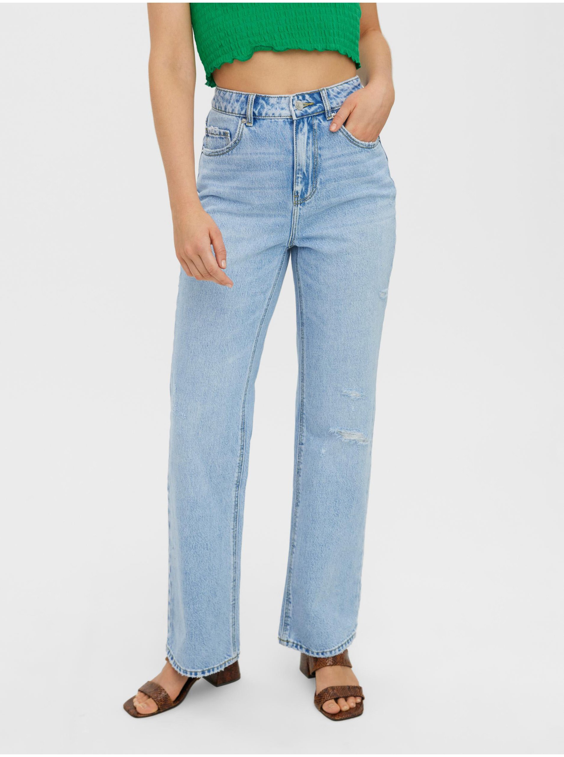 Světle modré straight fit džíny VERO MODA Kithy - Dámské