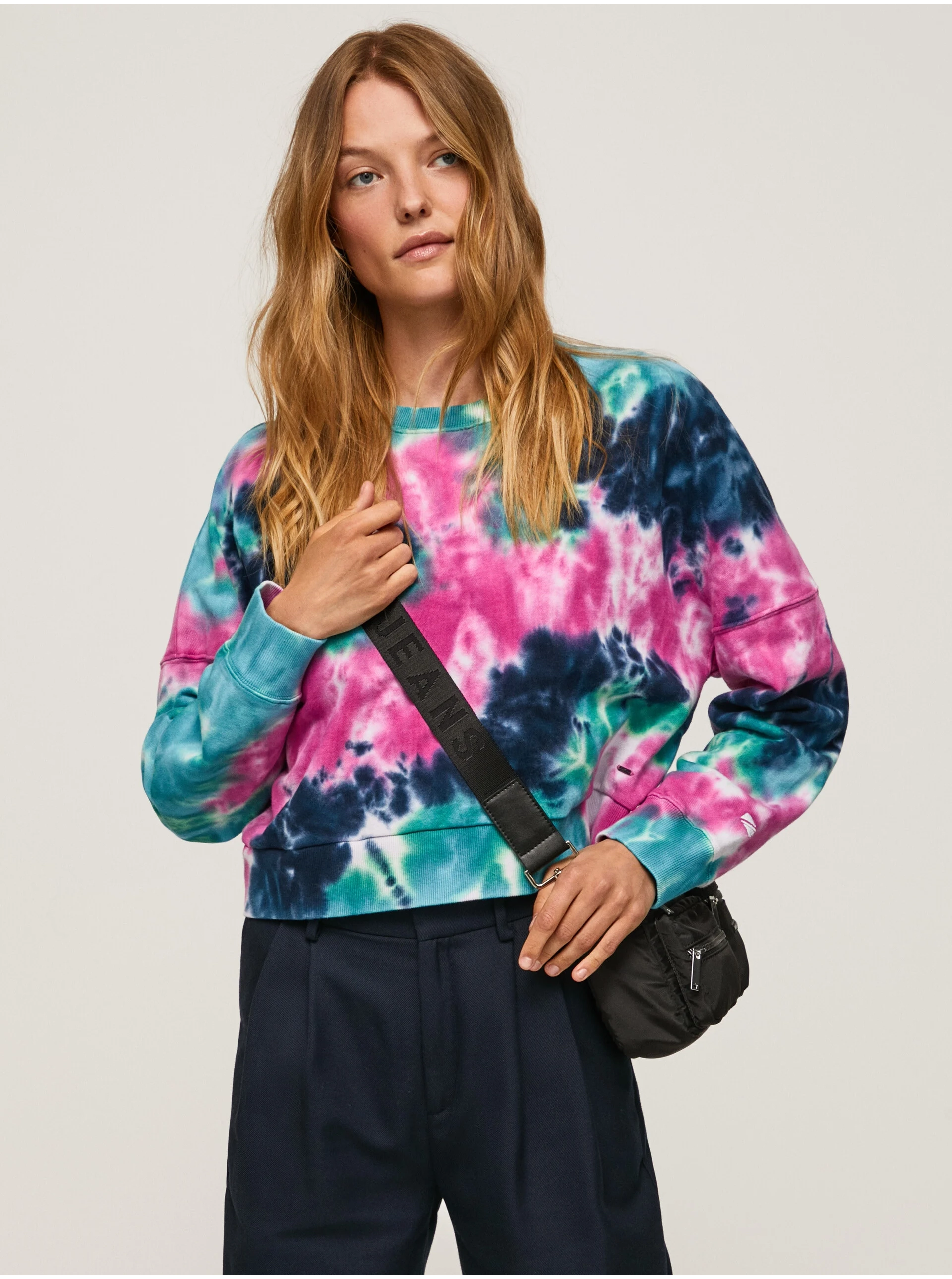 Blue-pink Ladies Batik Sweatshirt Pepe Jeans Mery - Ladies