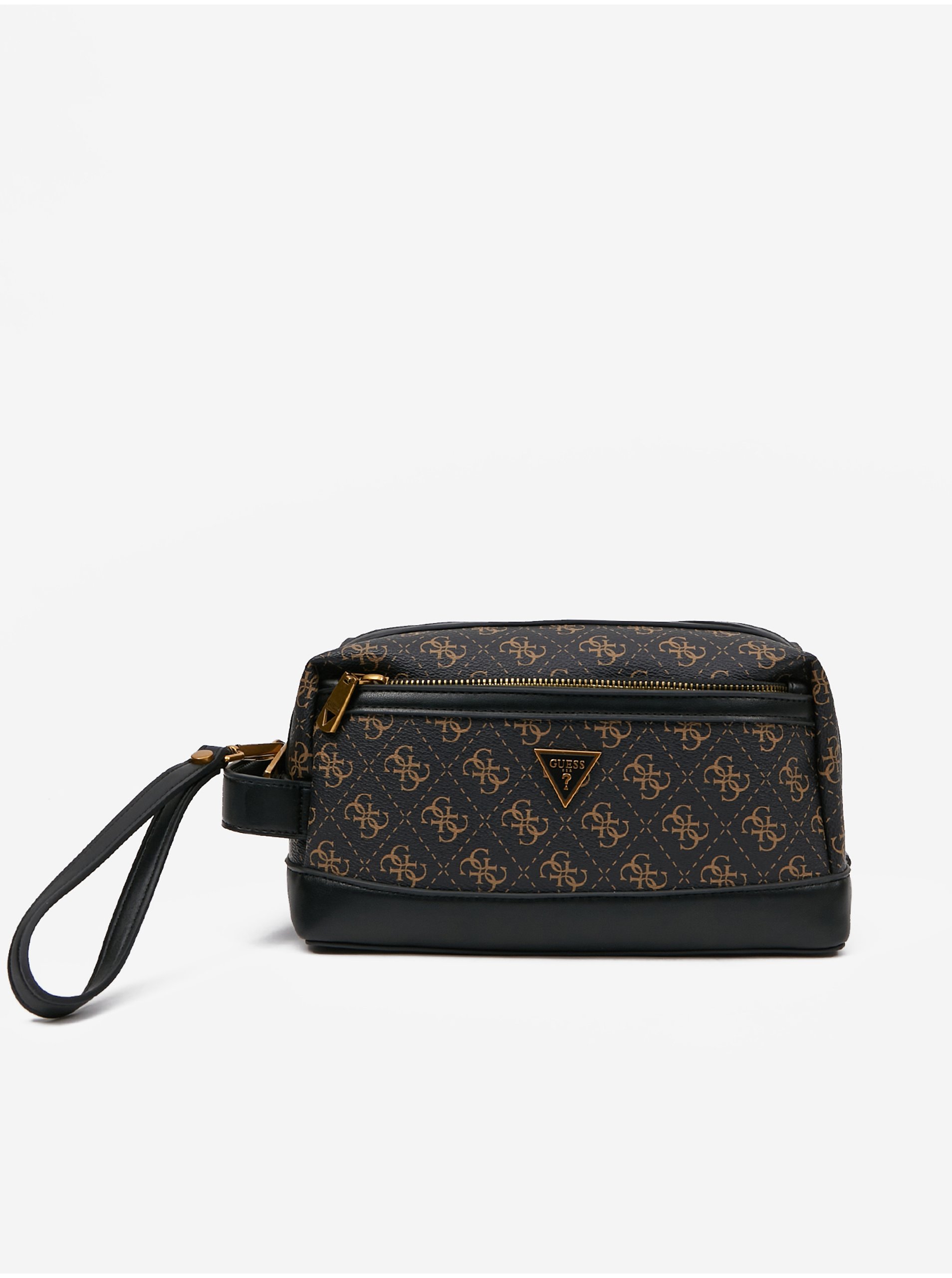 Dark Brown Men's Patterned Cosmetic Bag Guess - Mens