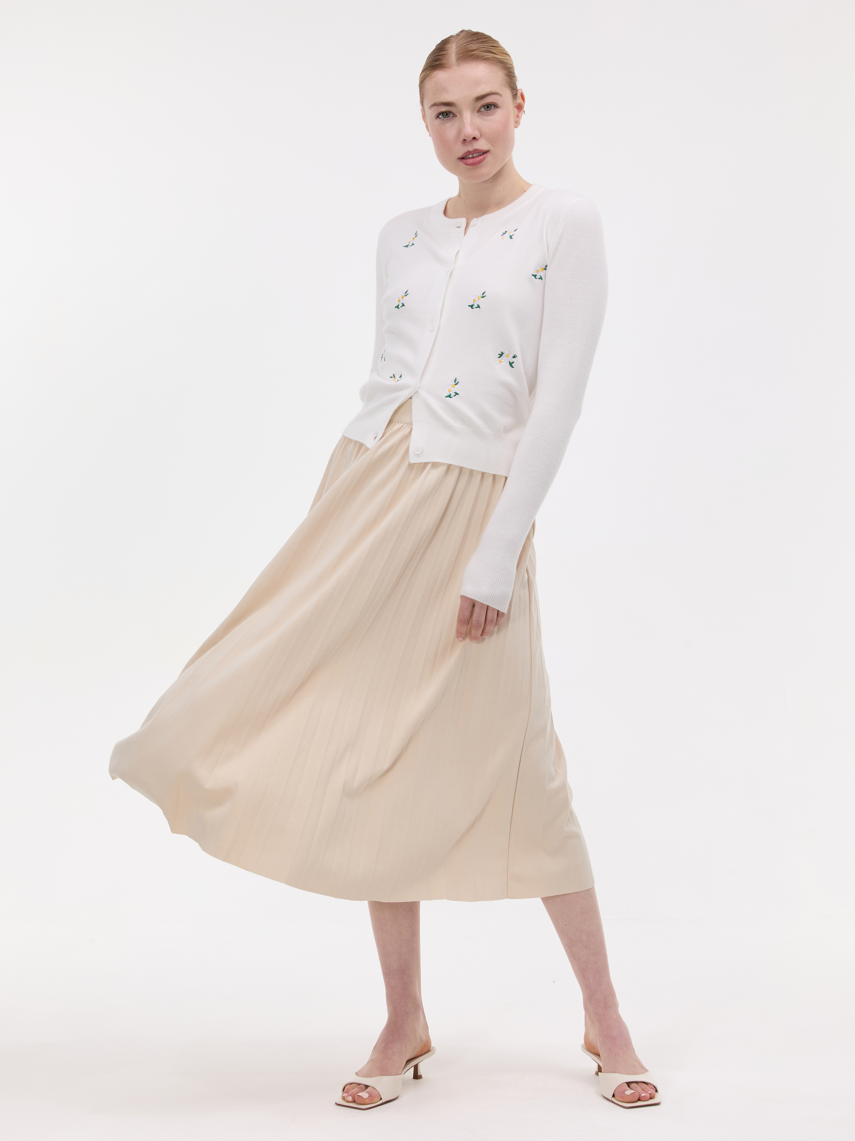 Бежова дамска миди пола ORSAY