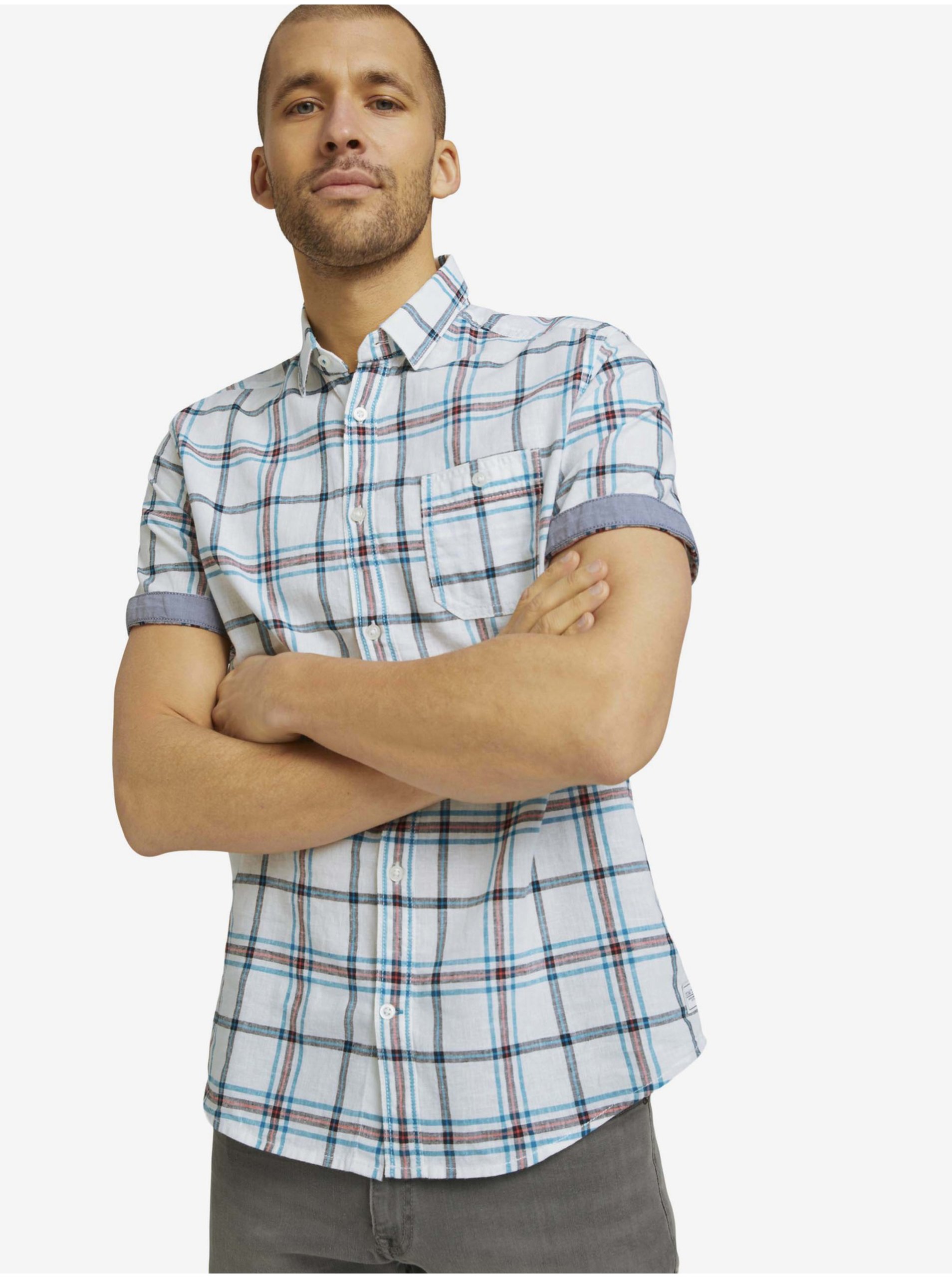 Pánská Košile S Krátkým Rukávem Tom Tailor Checkered