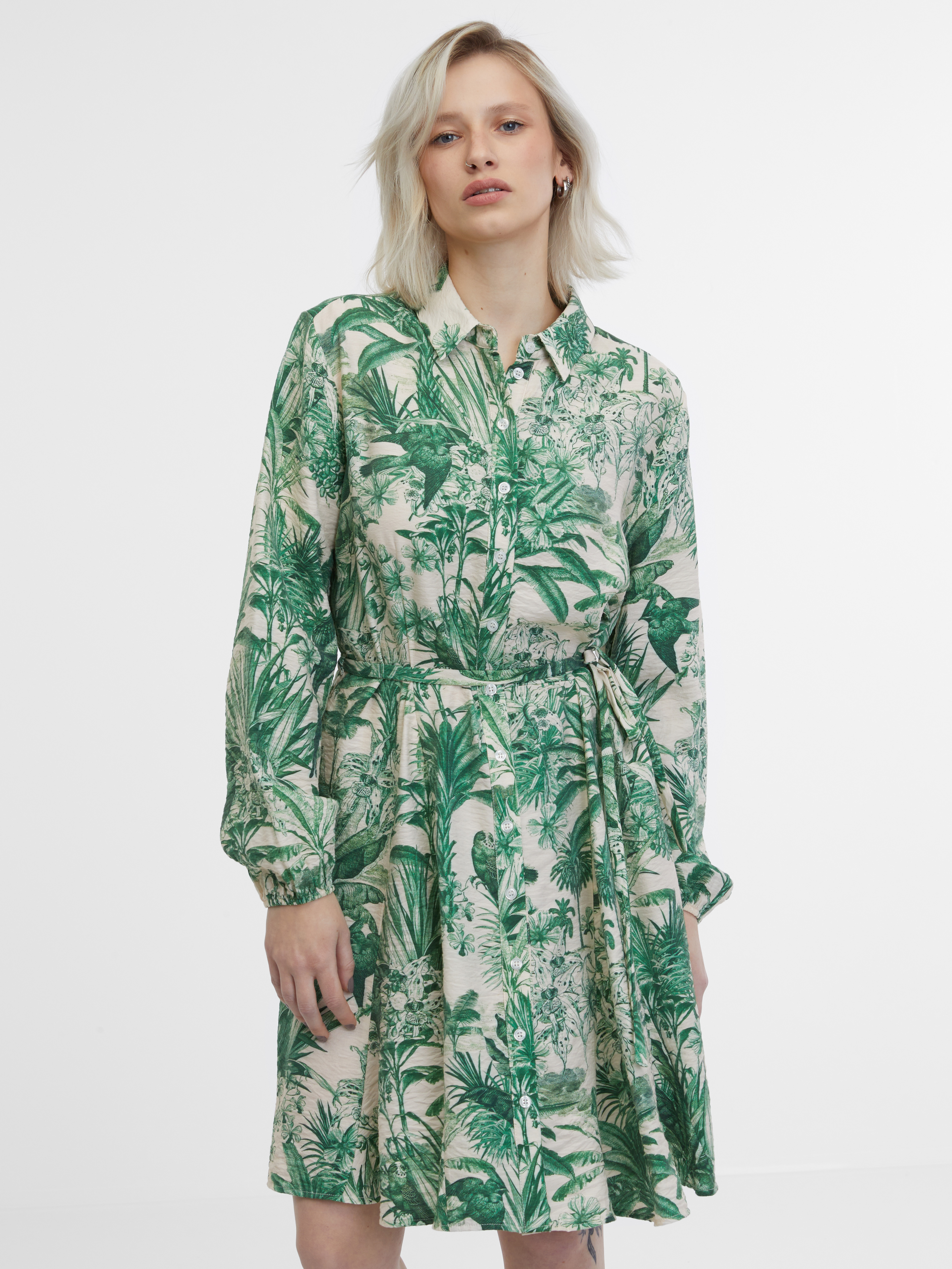 Green-beige womens shirt dress ORSAY - Womens