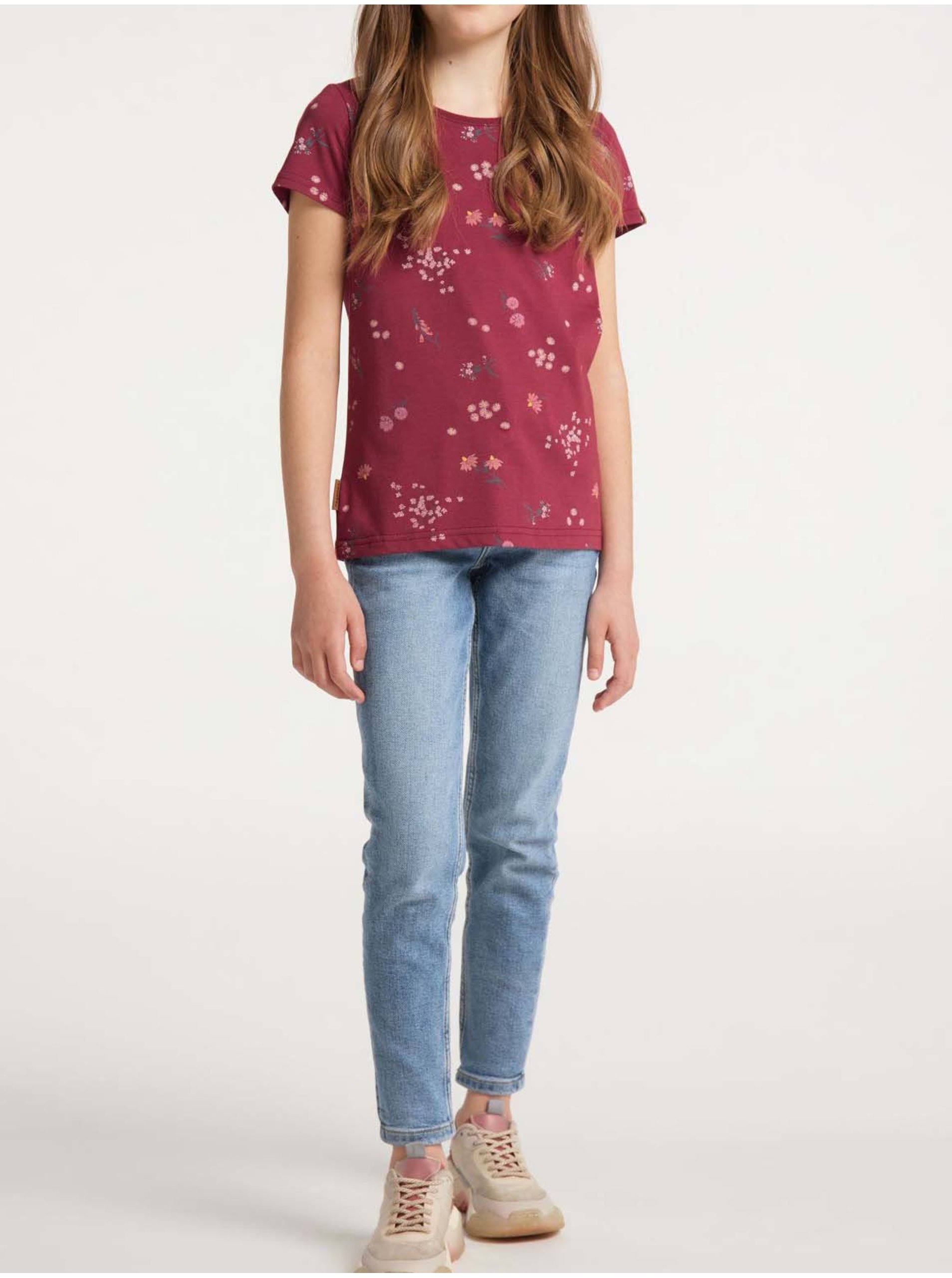 Levně Vínové holčičí vzorované tričko Ragwear Violka - Holky