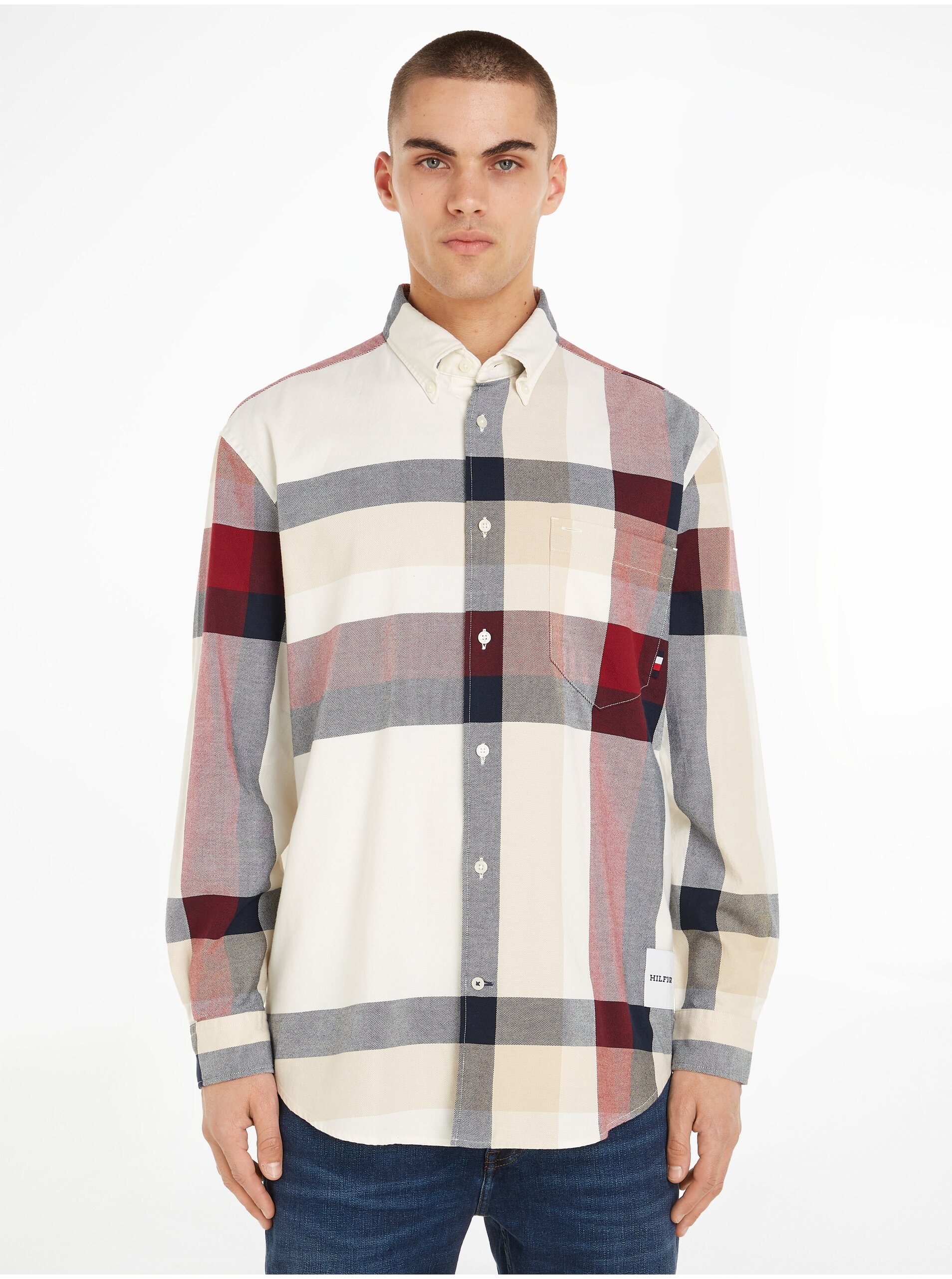 Red-white Mens Checkered Shirt Tommy Hilfiger - Men