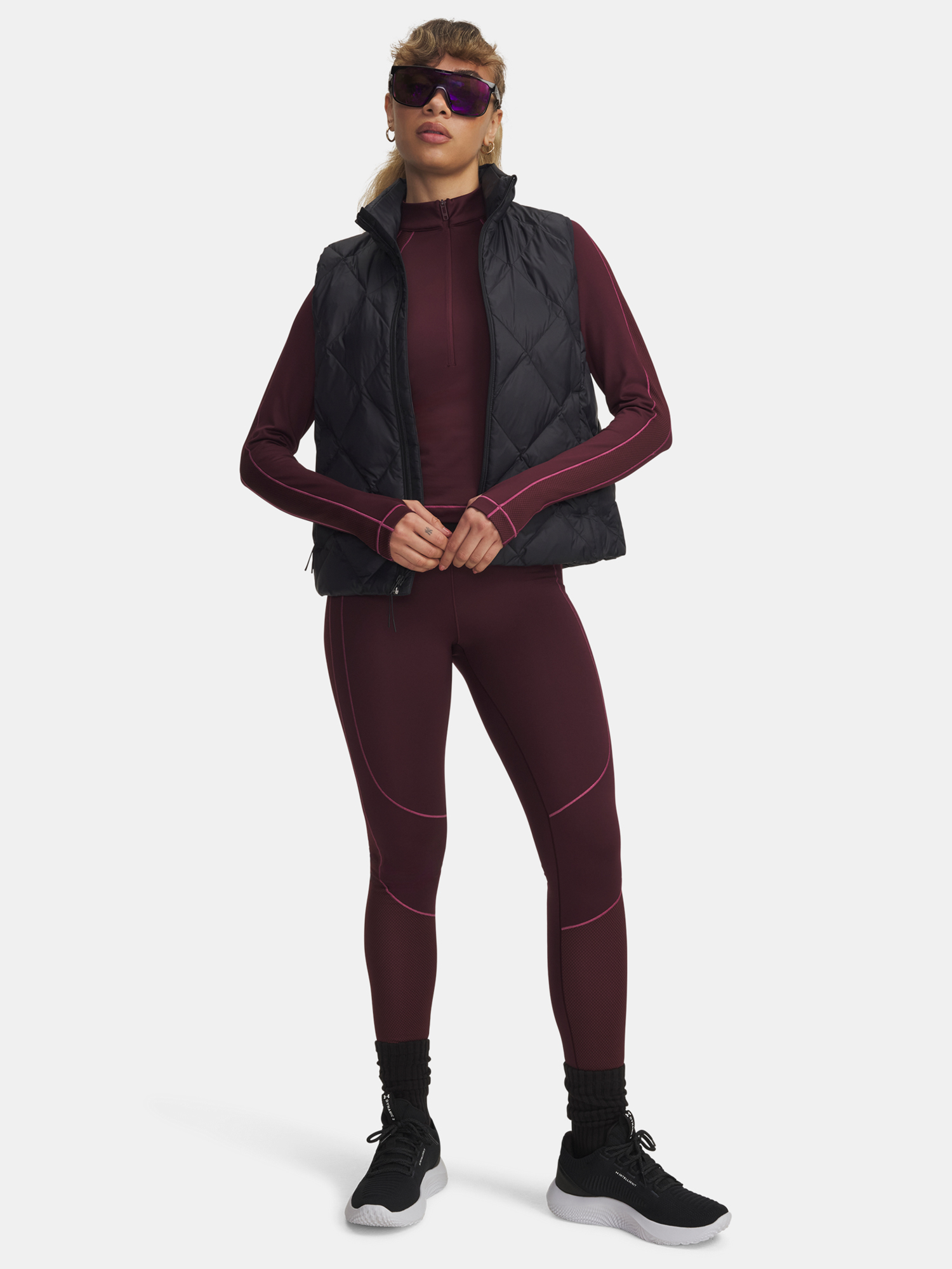 Under Armour UA ColdGear Textured 1/2 Zip-RED Women's T-Shirt - Women's