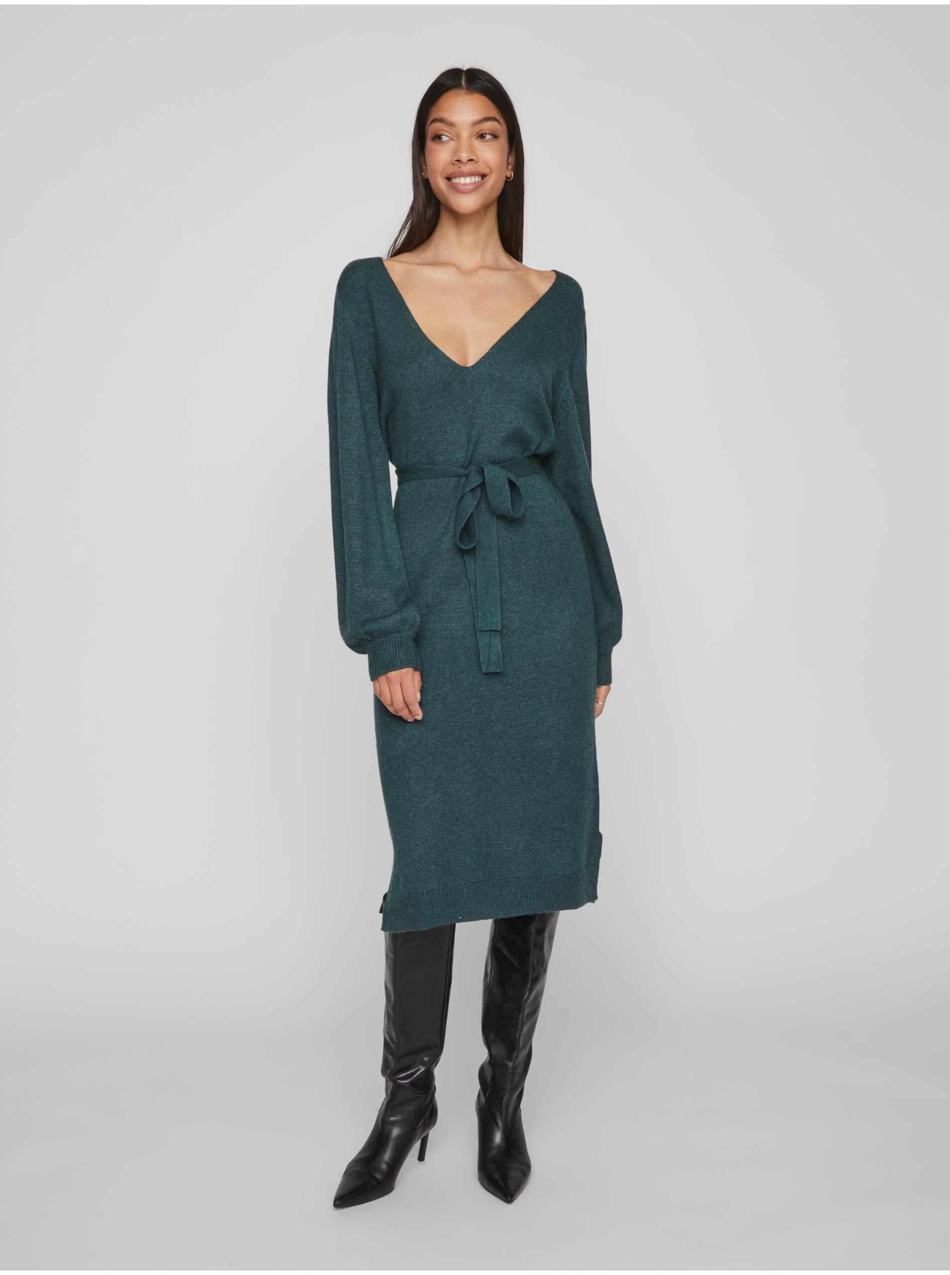 Green Women's Sweater Dress VILA Ril - Ladies