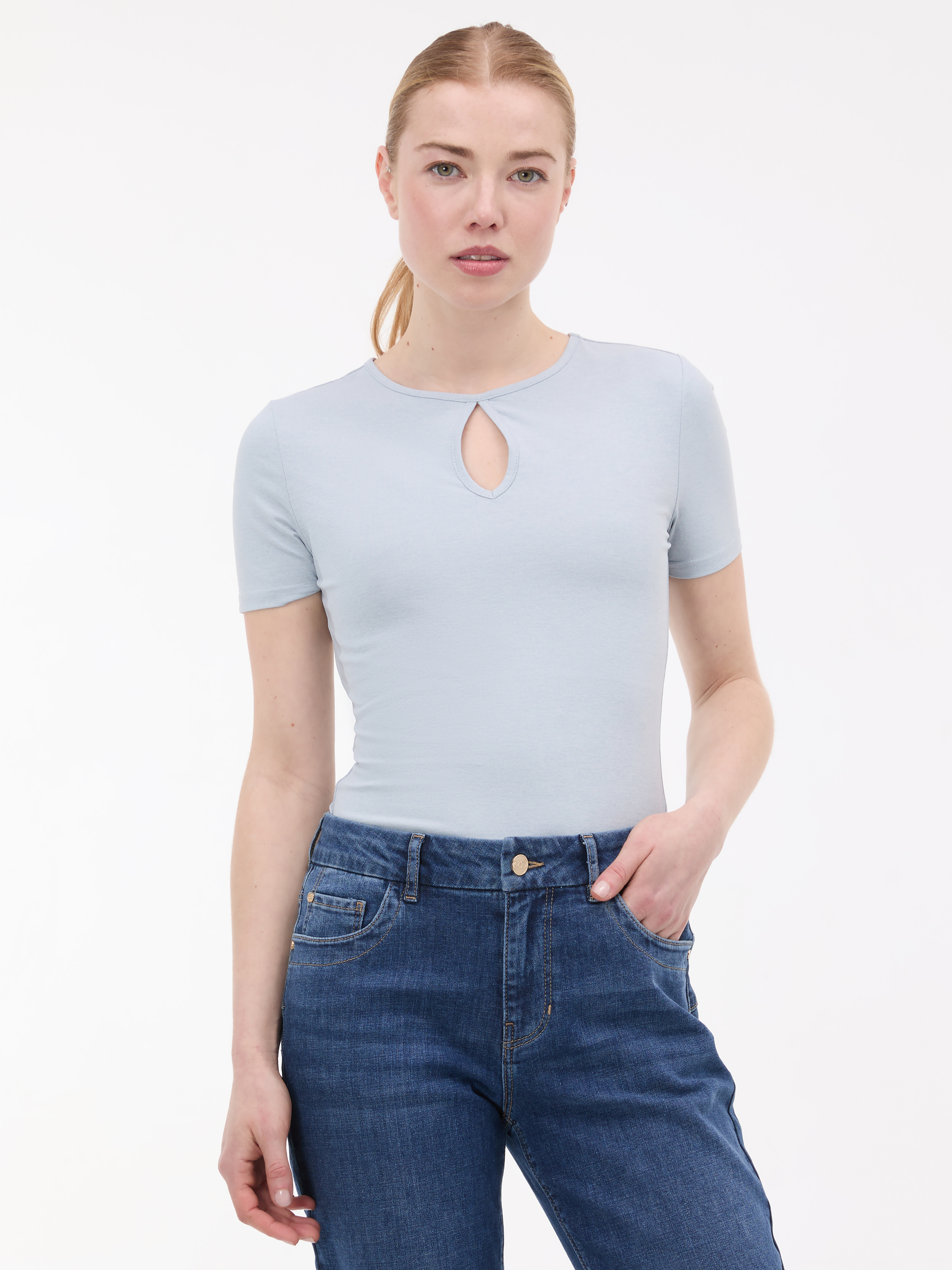 Светлосиня дамска тениска с къс ръкав ORSAY