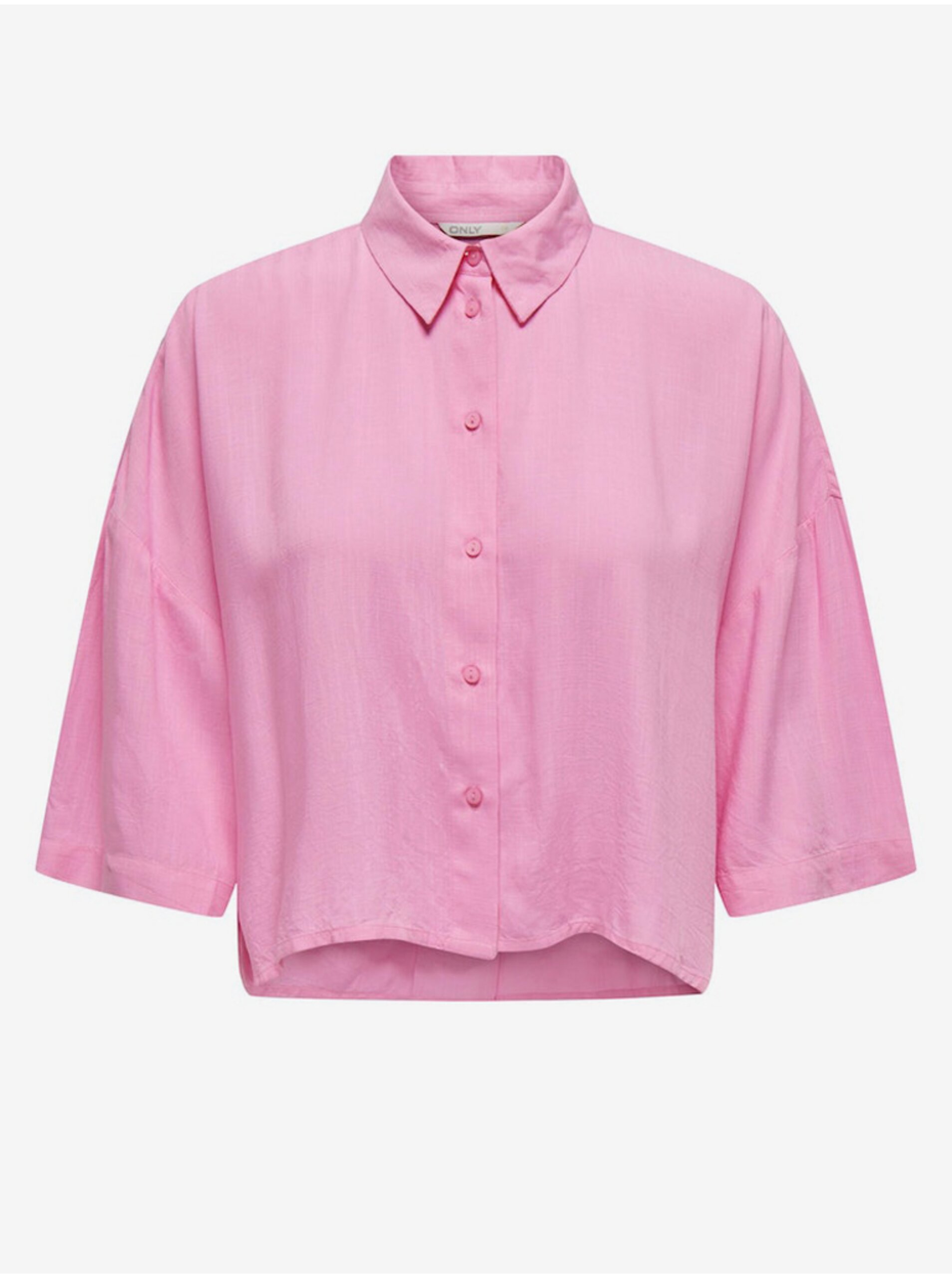 Levně Růžová dámská cropped košile ONLY Astrid - Dámské