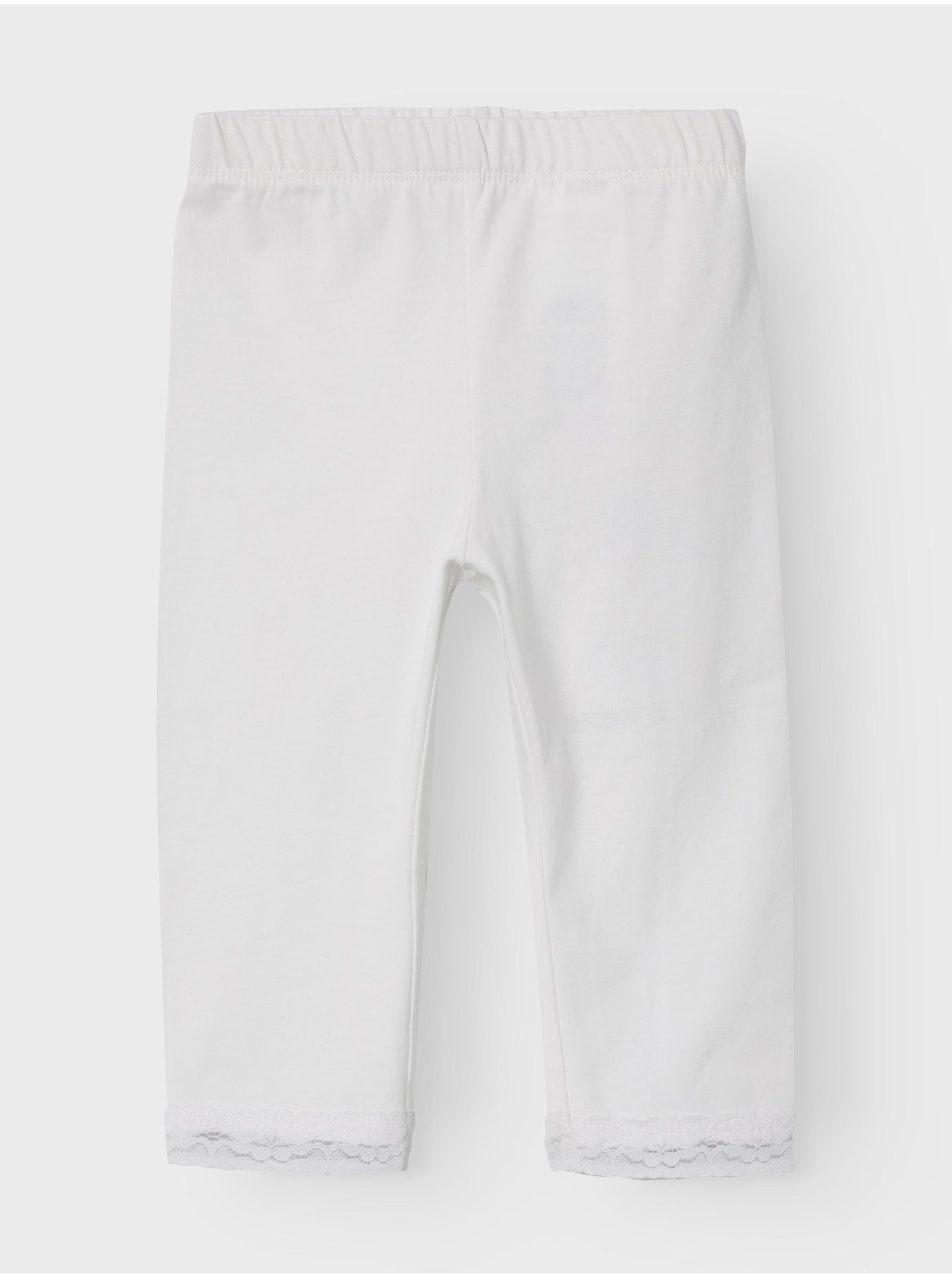 White Girly Shortened Leggings with Lace Name It Vista - Girls