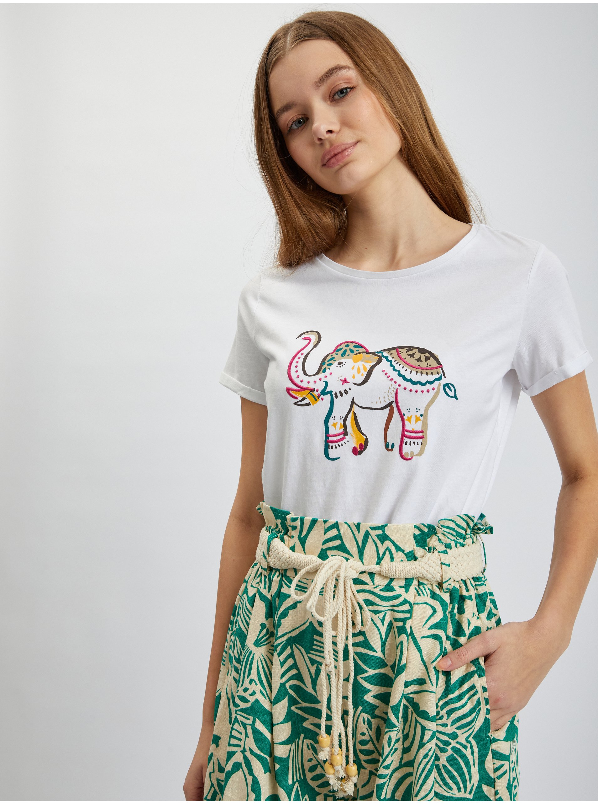 Pantaloni scurti pentru femei ORSAY - verde, crem