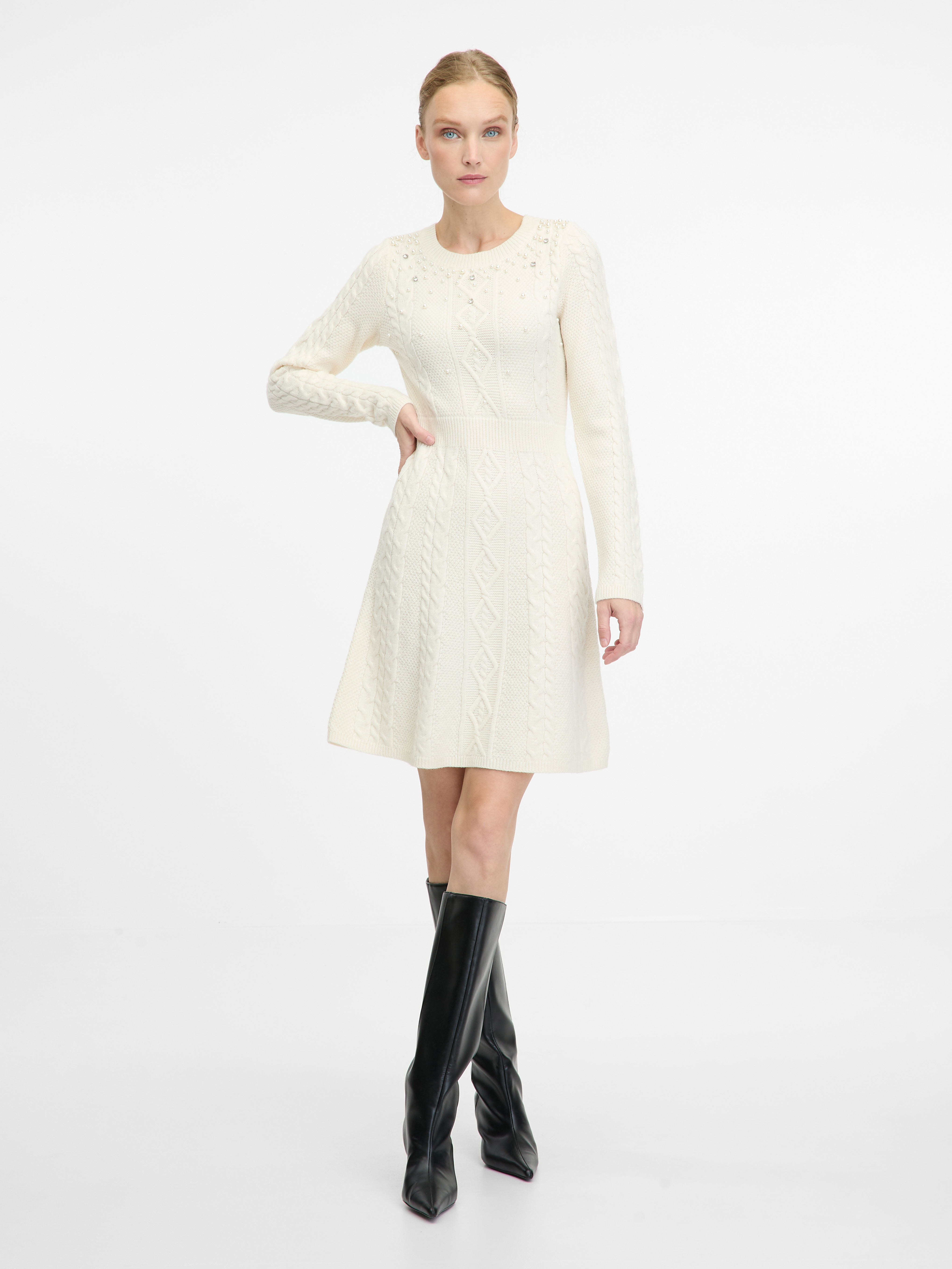 Cream women's knee-length dress ORSAY - Women's