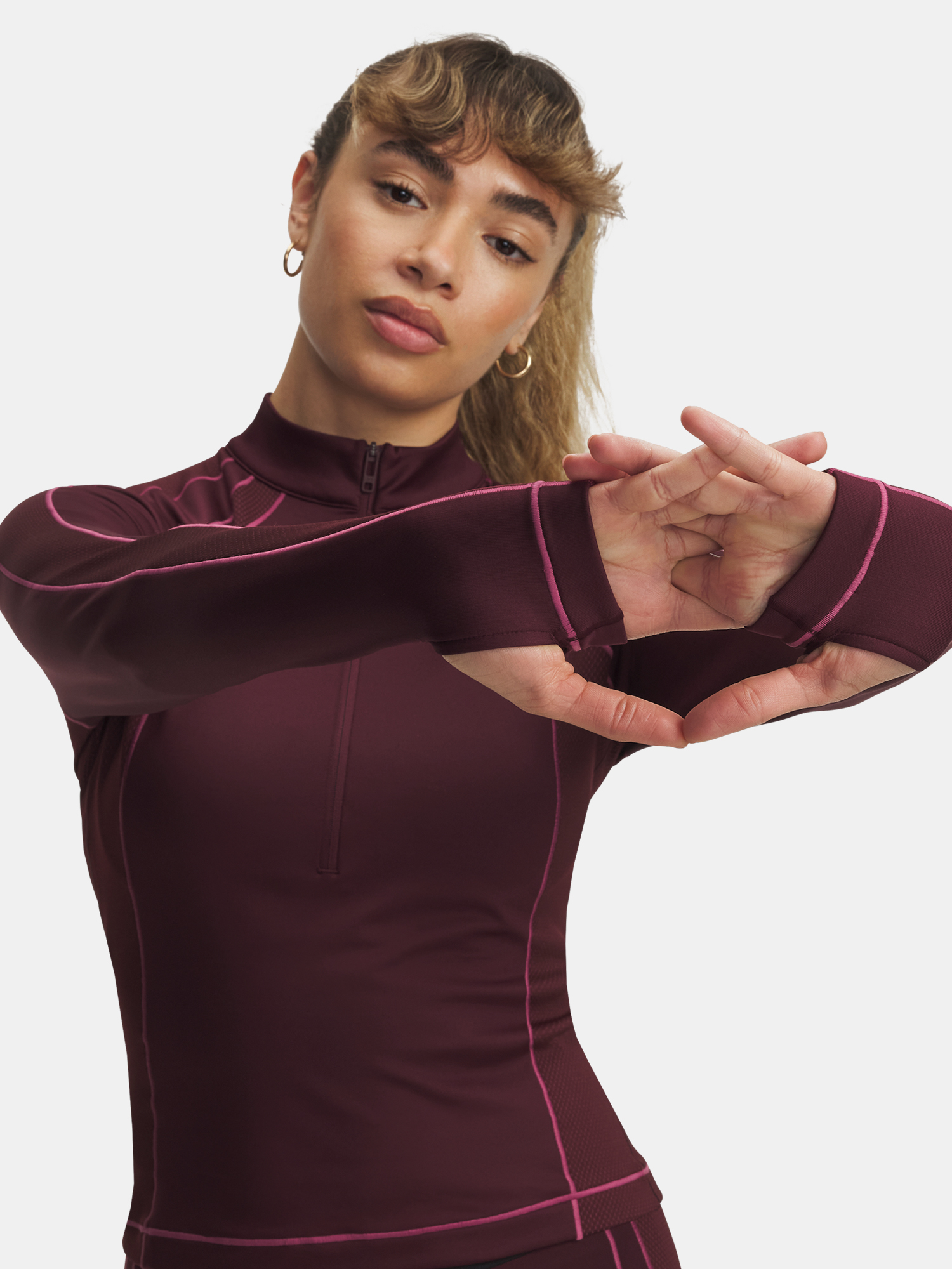 Under Armour UA ColdGear Textured 1/2 Zip-RED Women's T-Shirt - Women's