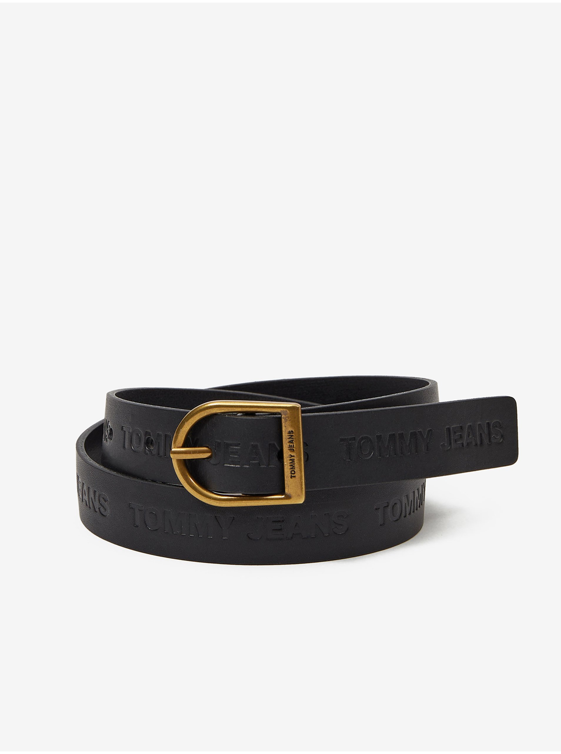 Black Women's Leather Belt Tommy Jeans Logo Fashion Belt - Women