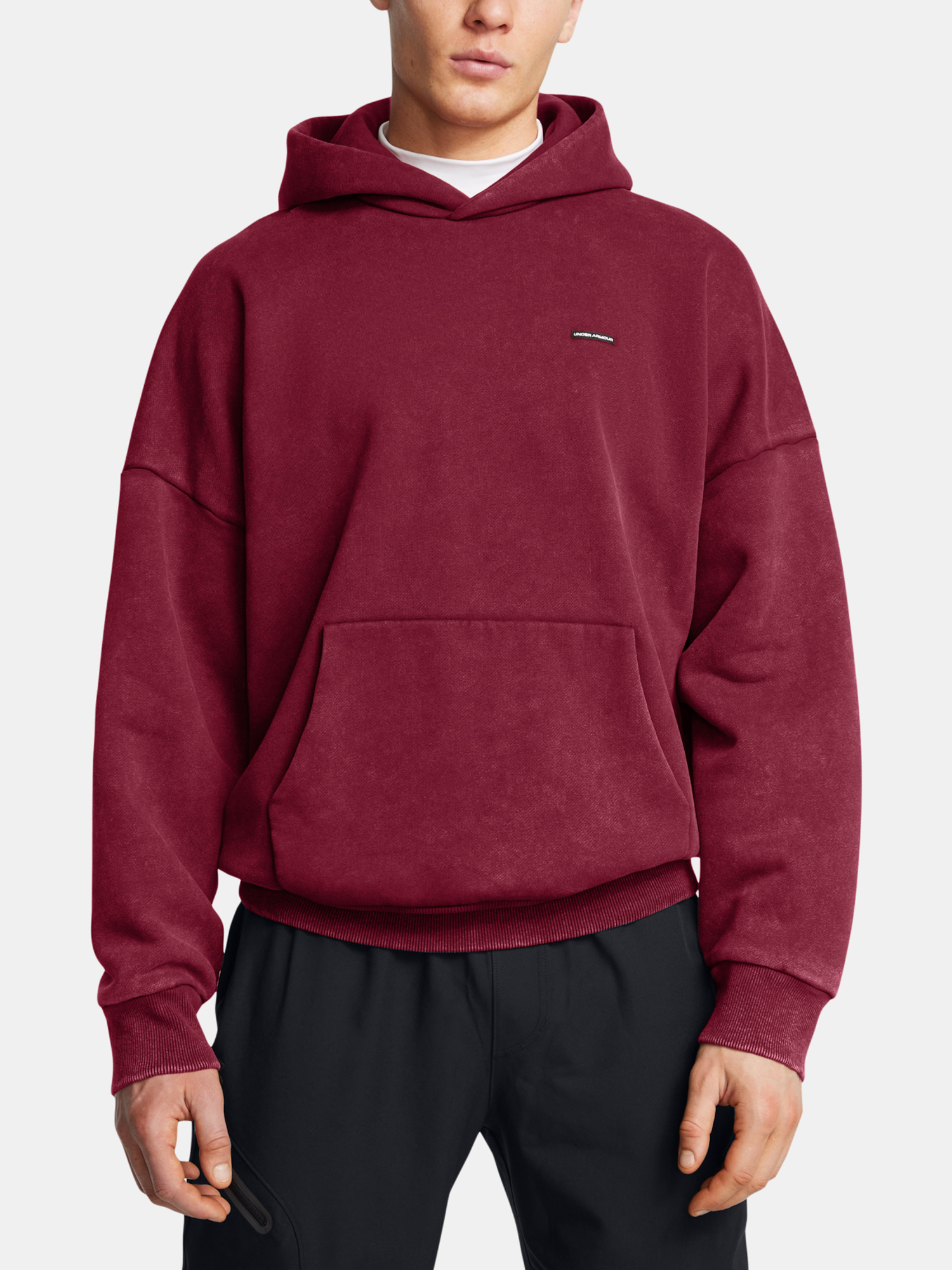 Men&#039;s sweatshirt Under Armour UA Icon HWT Flc Wash OS Hood-RED - Men&#039;s