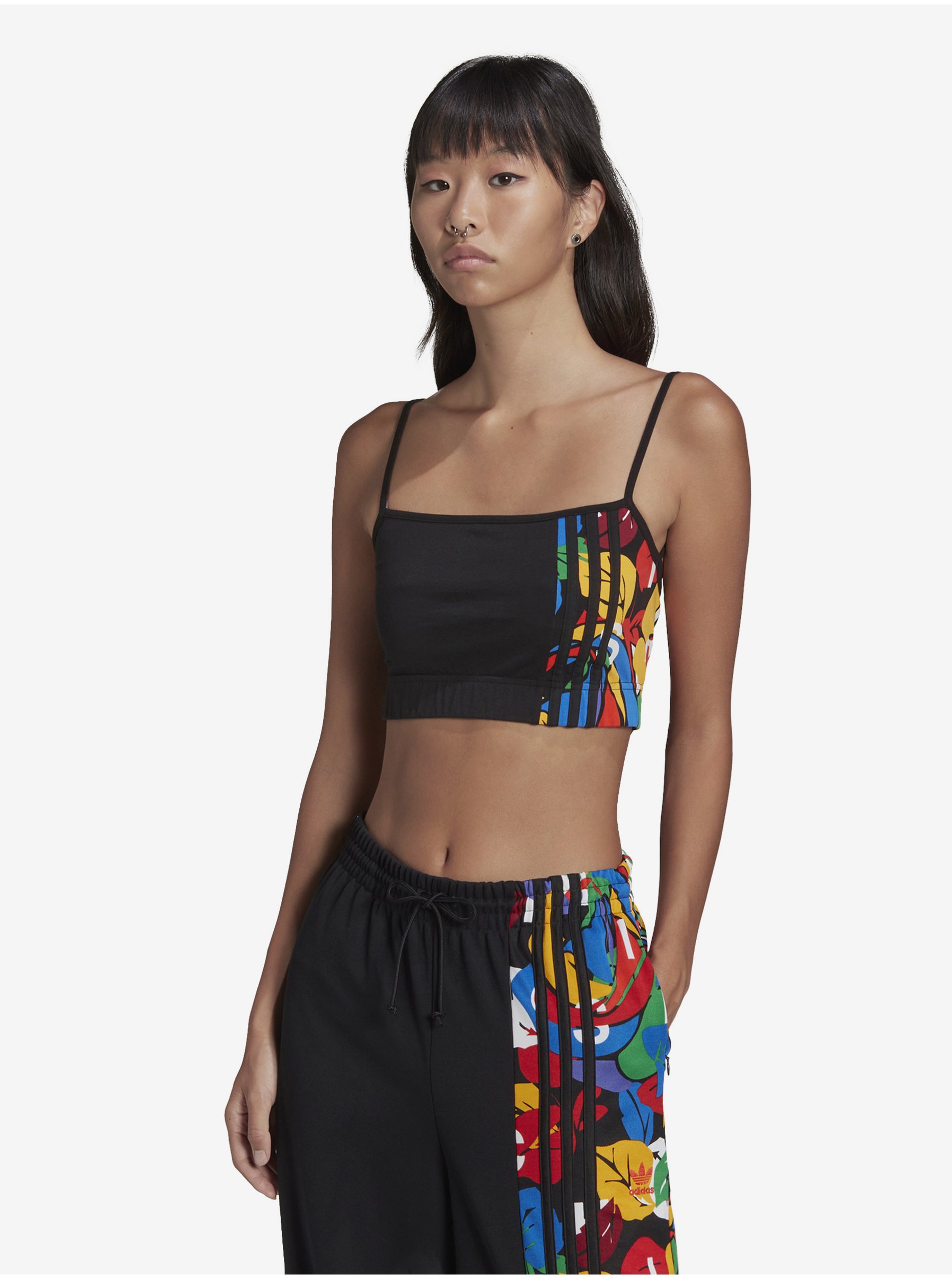 Černý Dámský Crop Top Na Ramínka Adidas Originals - Dámské