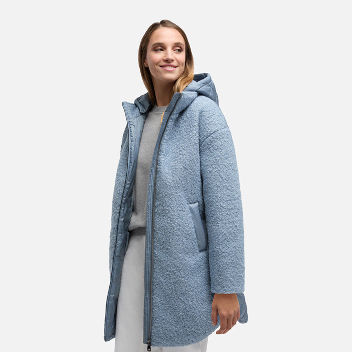 Palton albastru deschis pentru femei Geox Calithe