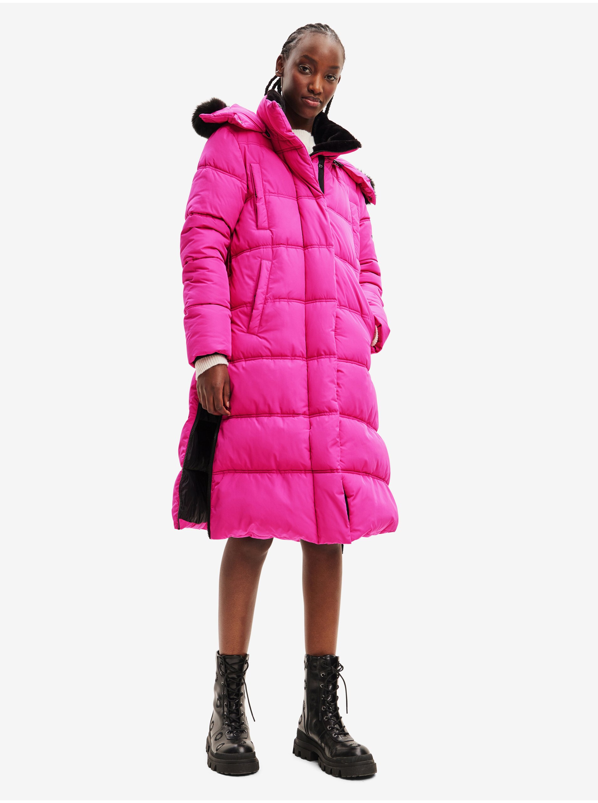 Pink Desigual Surrey Women's Winter Coat - Ladies