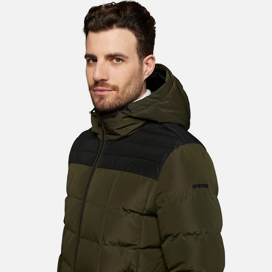 Dark green men&#039;s jacket Geox Magnete Hoojkt - Men