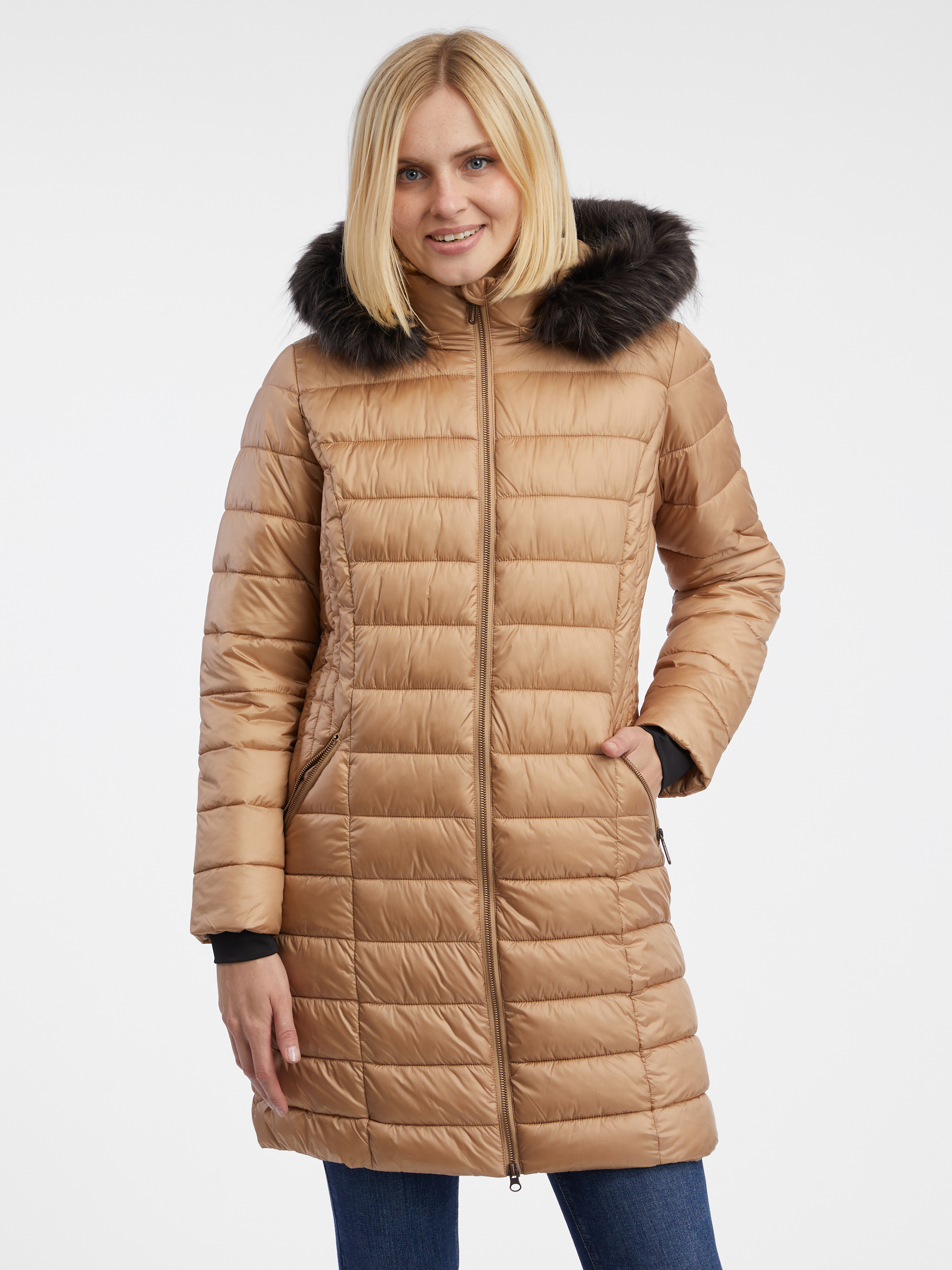 Orsay Light brown women's quilted coat - Women's