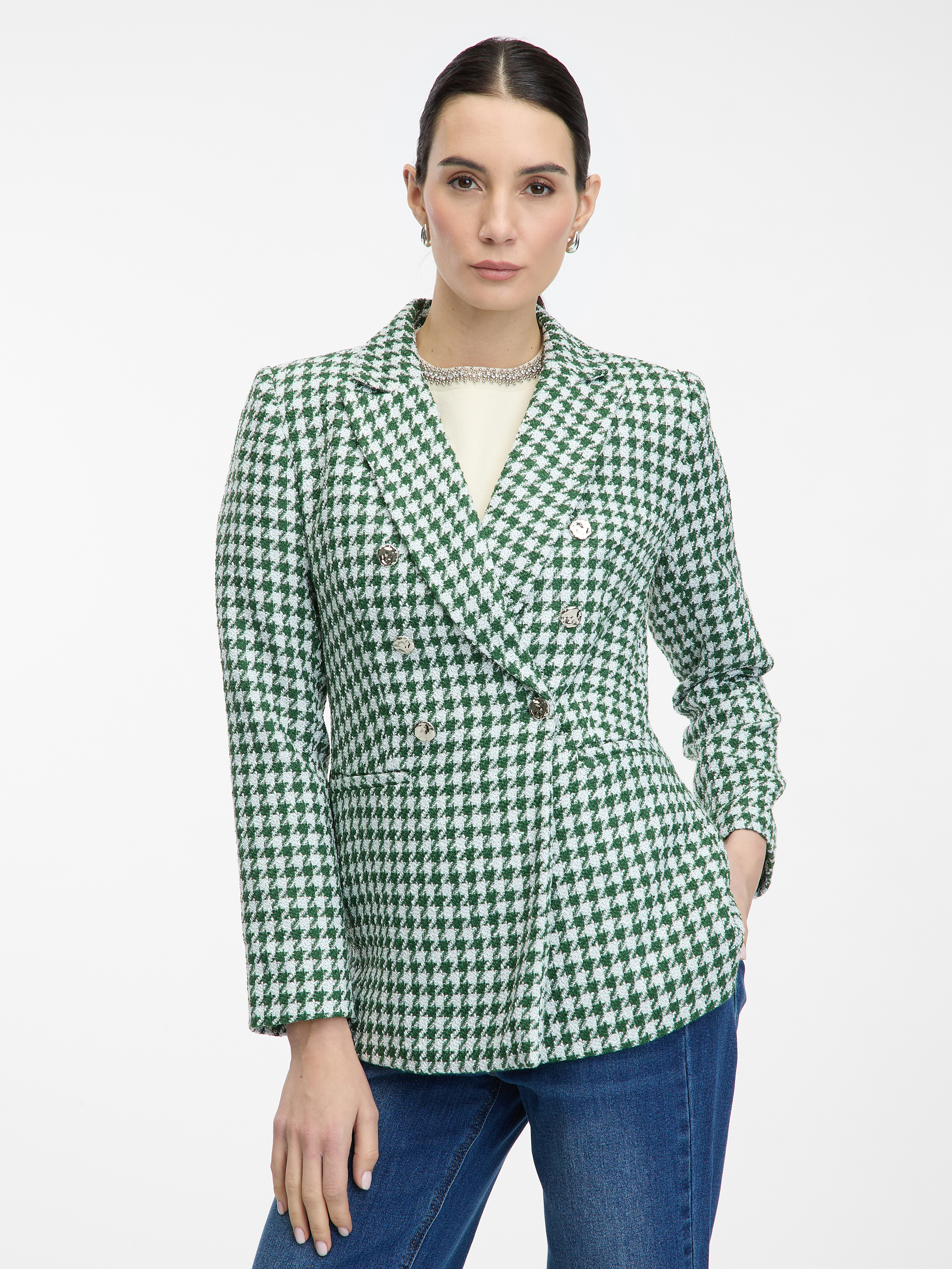 Green women&#039;s patterned blazer ORSAY - Women&#039;s