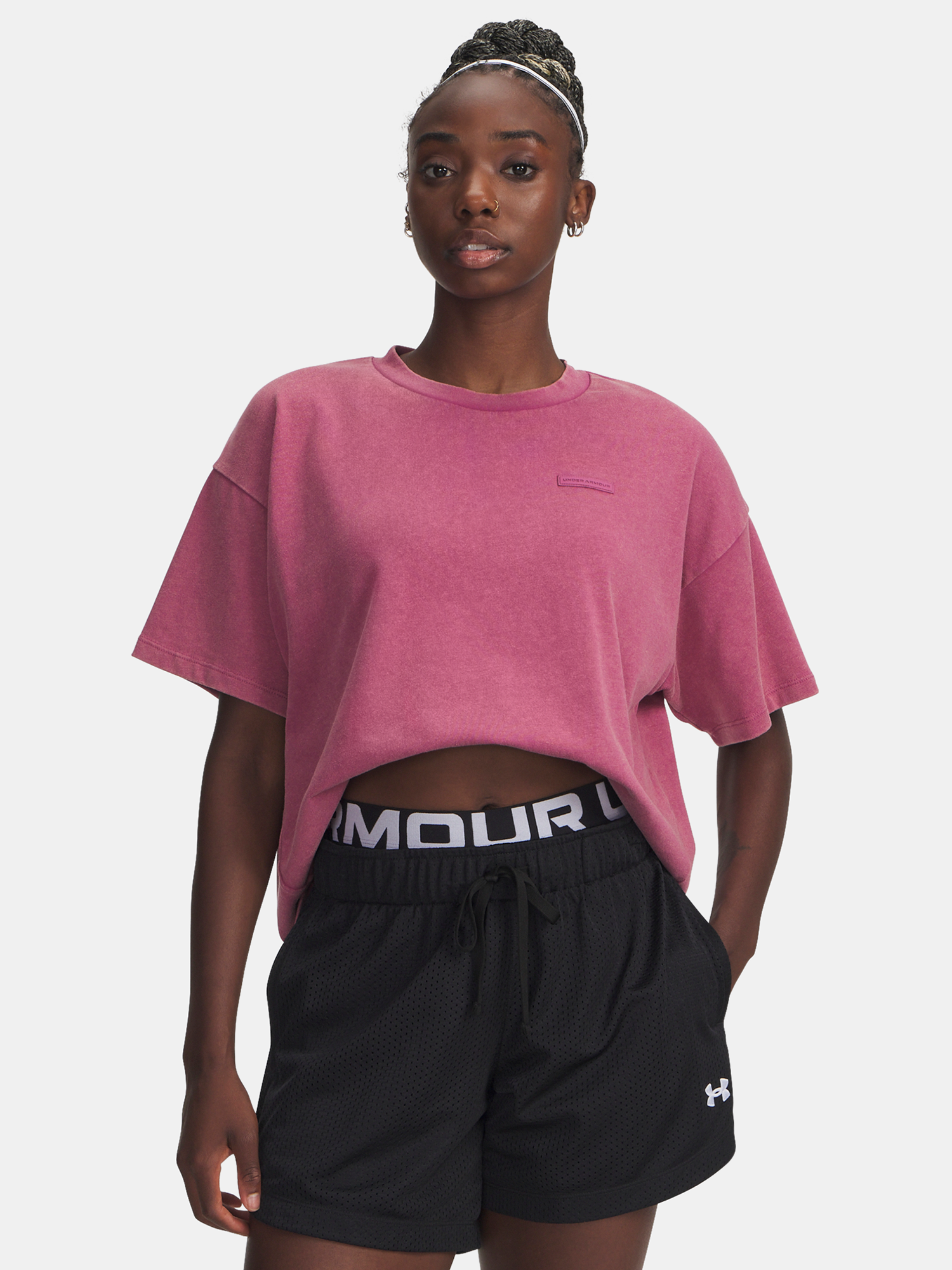 Under Armour UA HWT Boxy Wash SS-RED T-Shirt - Women's