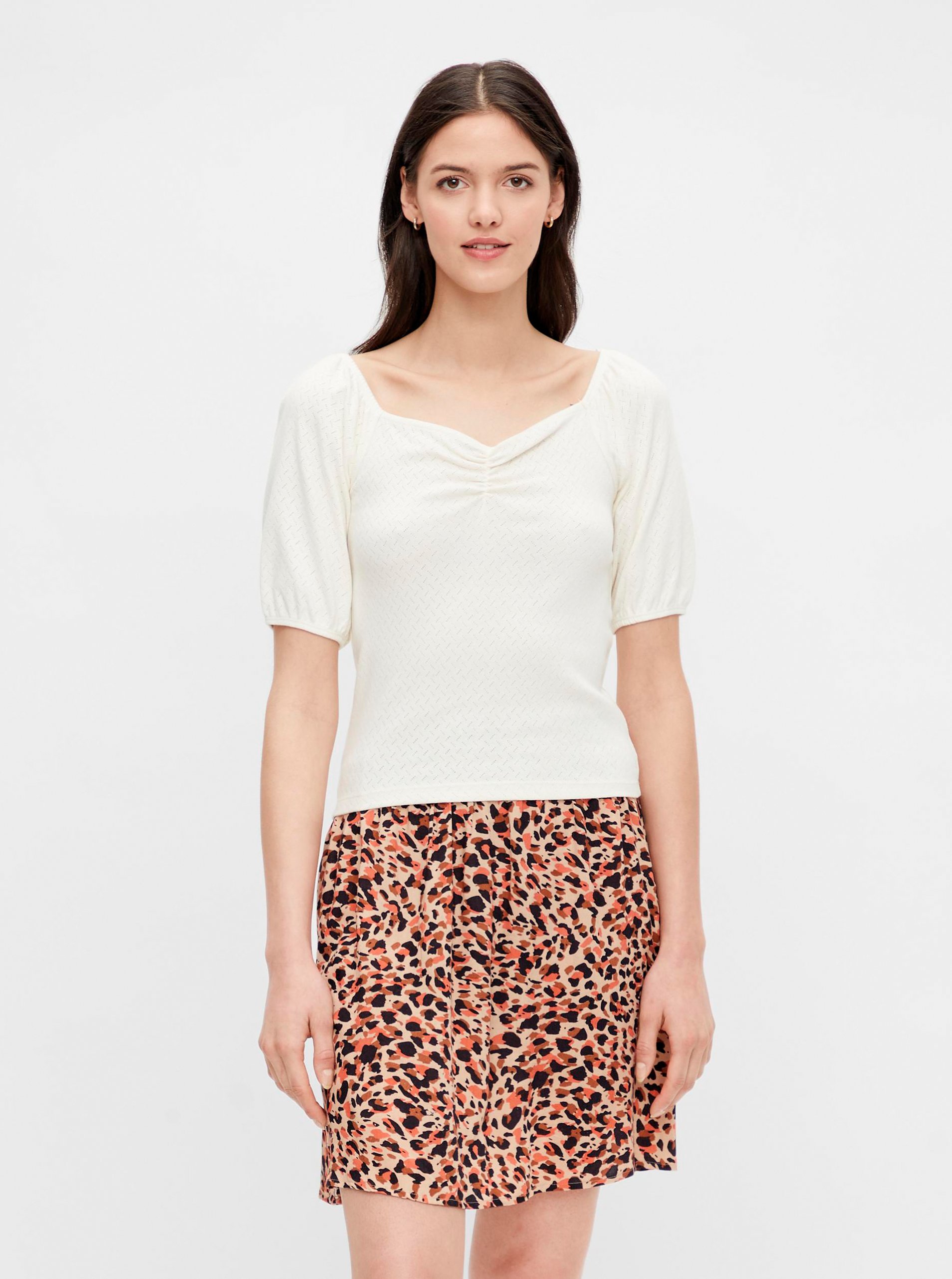 Cream patterned blouse Pieces Lucy - Women