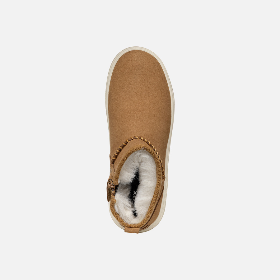 Light Brown Girls Ankle Boots Geox Theleven - Girls