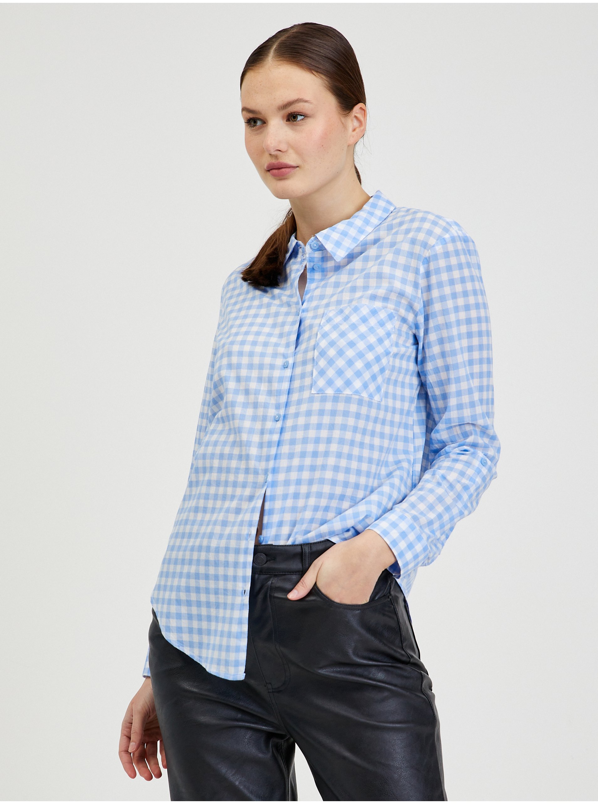 Light Blue Ladies Plaid Shirt ORSAY - Women