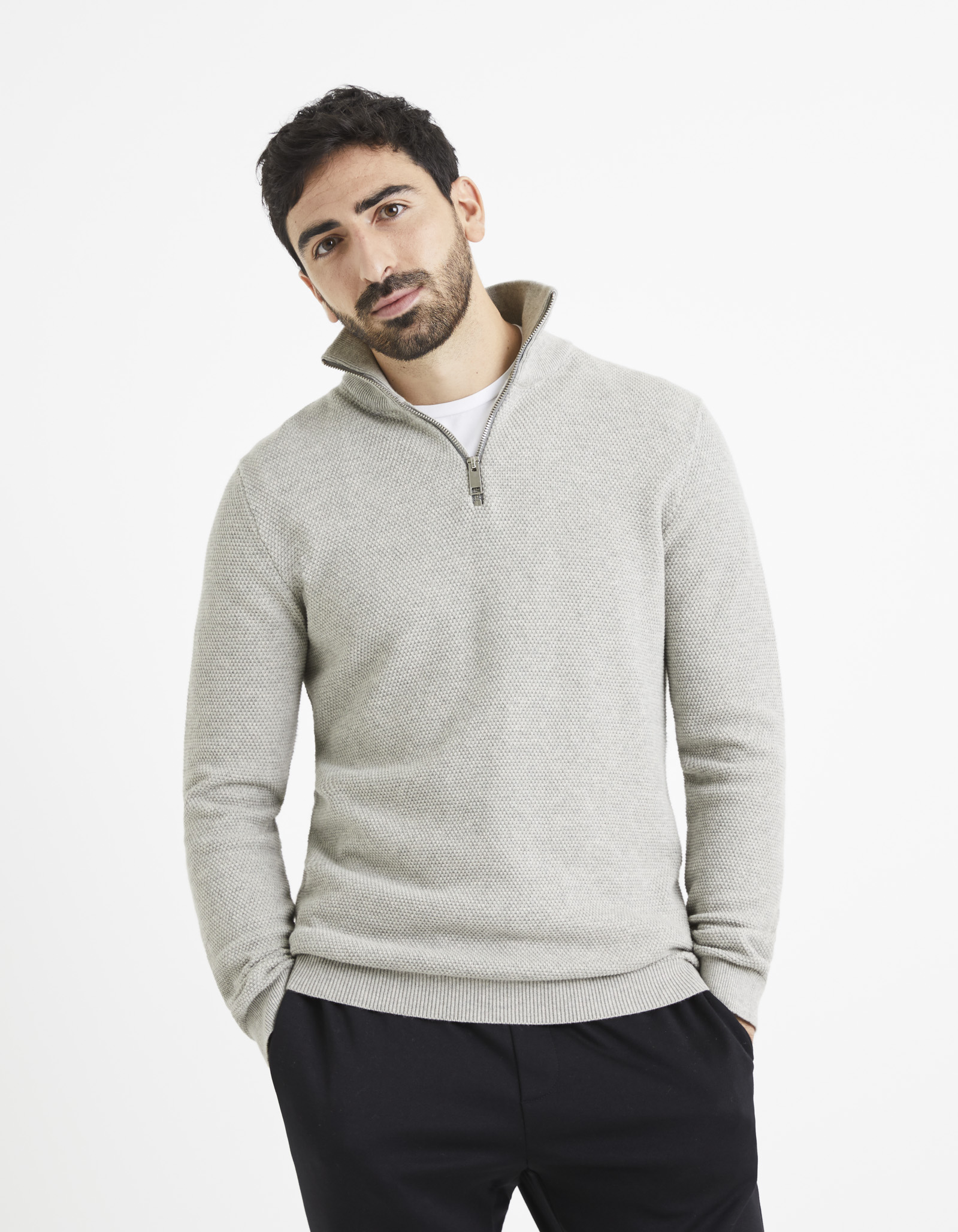 Celio Sweater Velim With Zipper Collar - Men