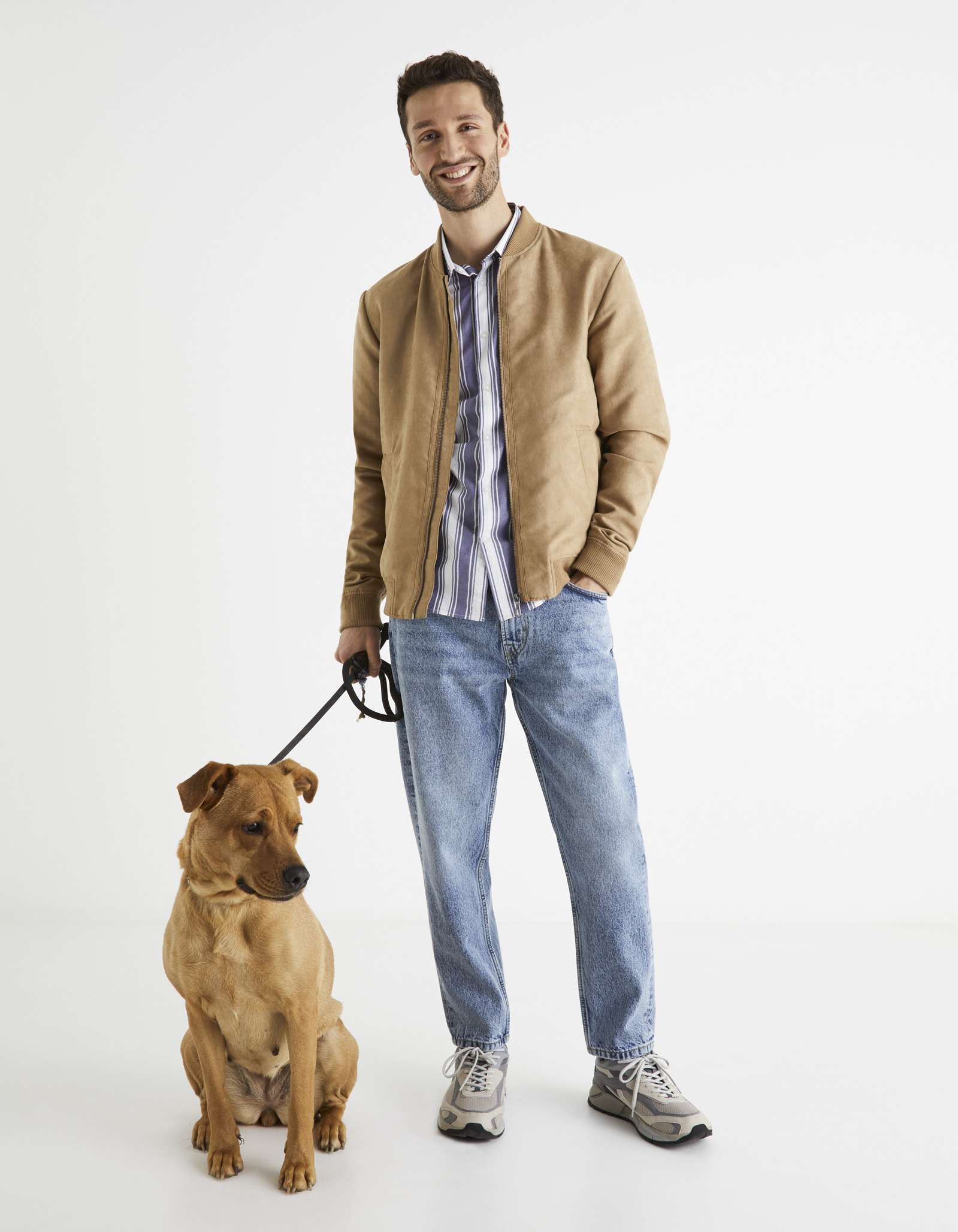 Jachete subtire pentru barbati Celio - maro deschis