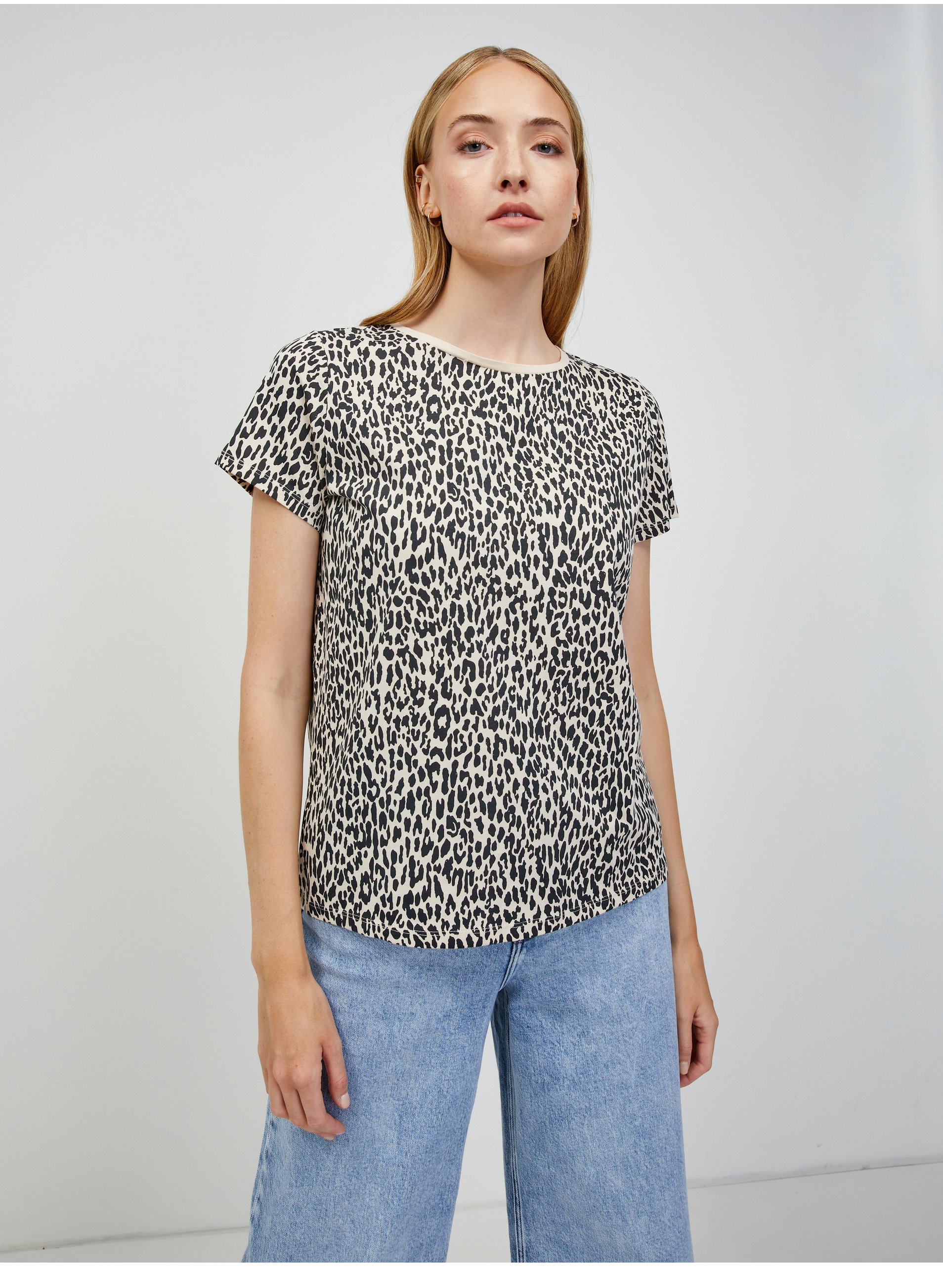 Levně Béžové tričko se zvířecím vzorem ORSAY - Dámské